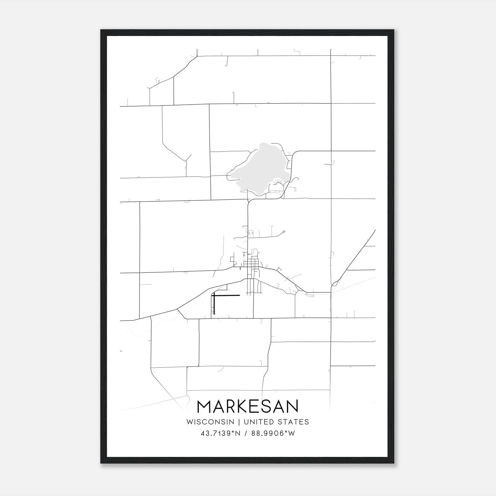 Markesan Wisconsin Map Poster, Modern Home Decor Wall Art Print Markesan Wisconsin Map Poster, Modern Home Decor Wall Art Print
