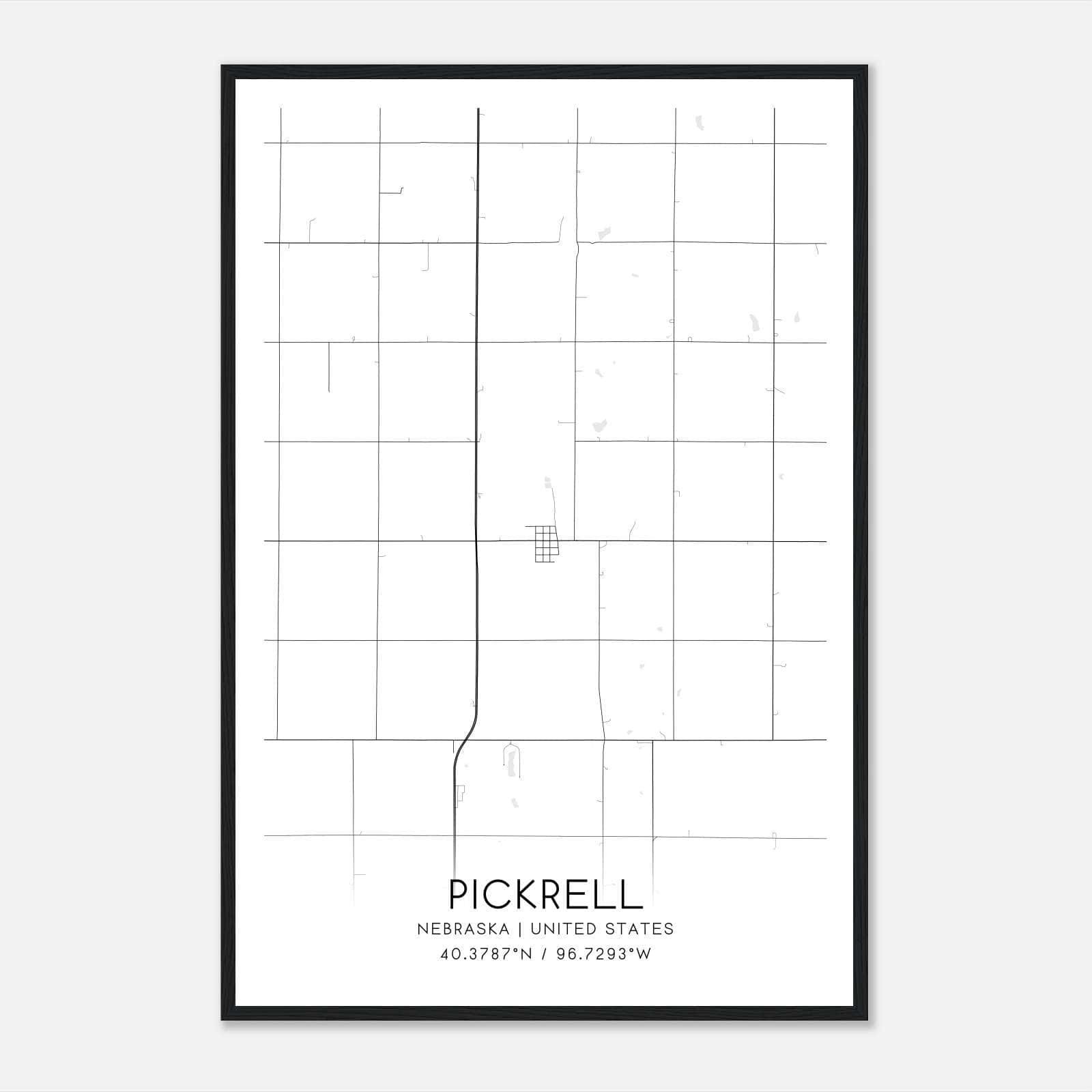 Pickrell Nebraska Map Poster, Modern Home Decor Wall Art Print Pickrell Nebraska Map Poster, Modern Home Decor Wall Art Print
