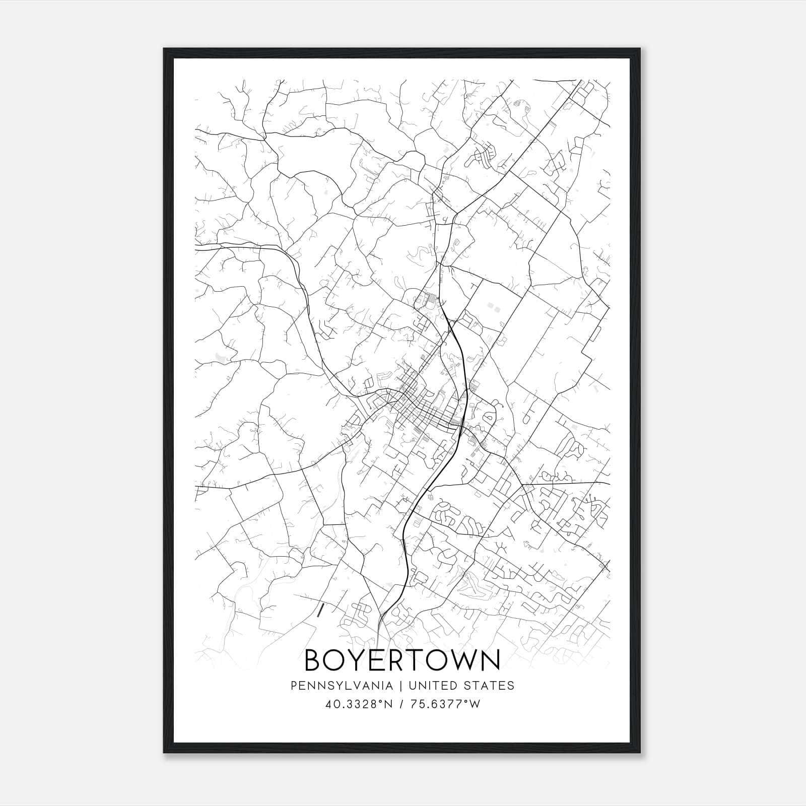 Boyertown Pennsylvania Map Poster, Modern Home Decor Wall Art Print Boyertown Pennsylvania Map Poster, Modern Home Decor Wall Art Print