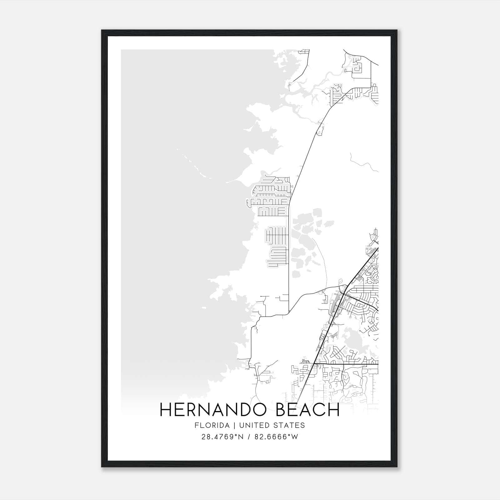 Hernando Beach Florida Map Poster, Modern Home Decor Wall Art Print Hernando Beach Florida Map Poster, Modern Home Decor Wall Art Print