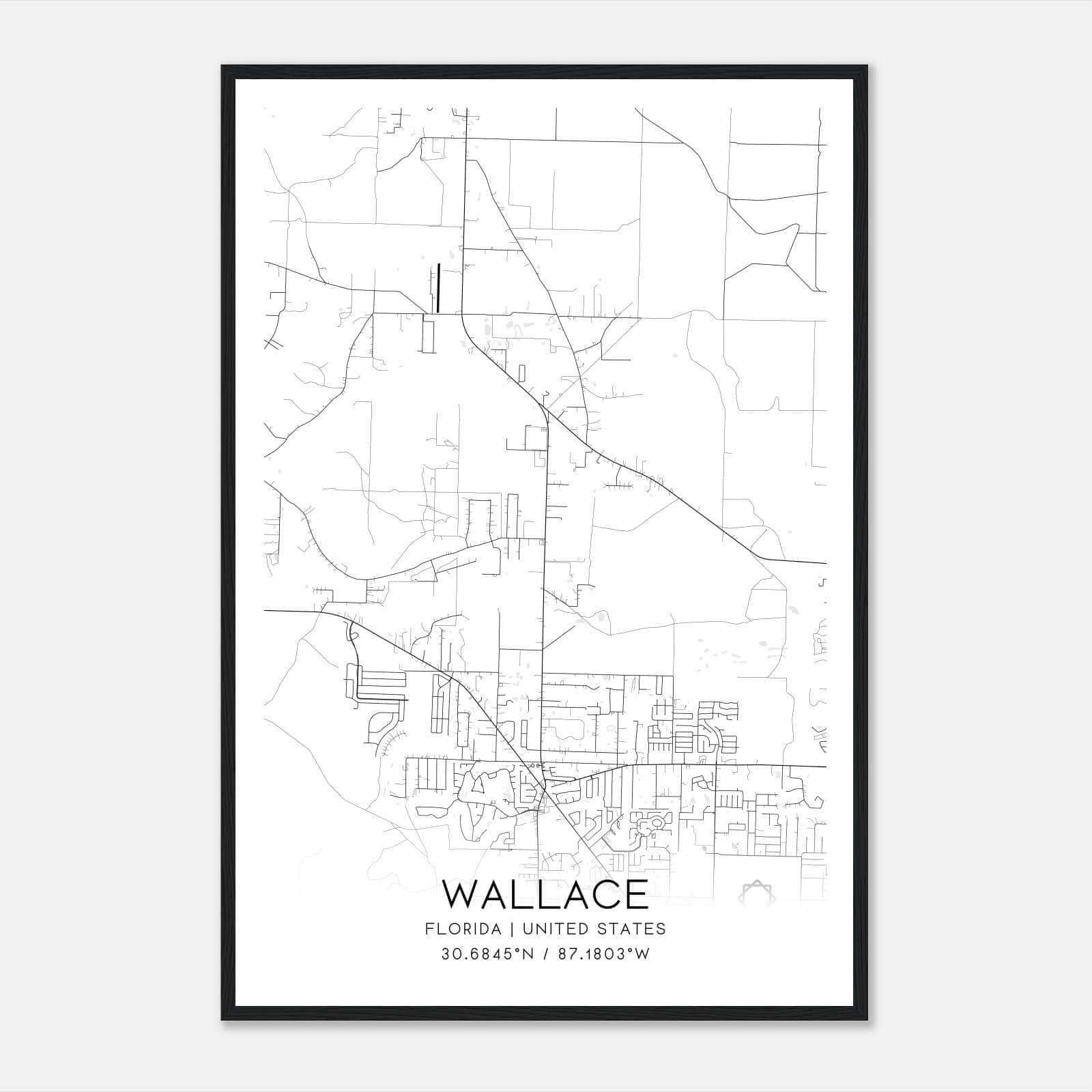 Wallace Florida Map Poster, Modern Home Decor Wall Art Print Wallace Florida Map Poster, Modern Home Decor Wall Art Print
