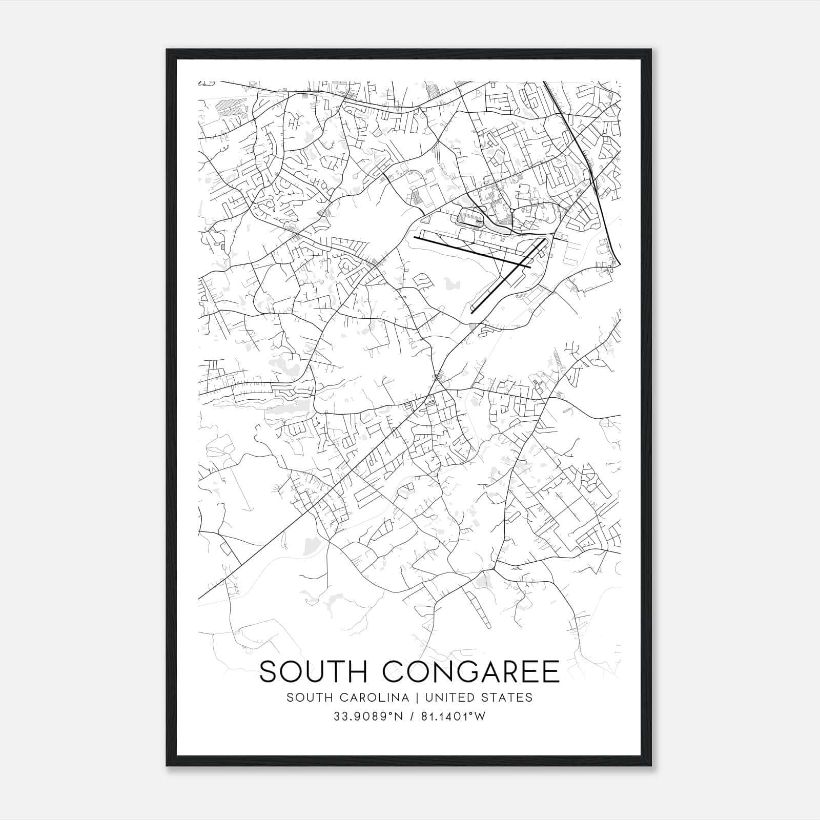 South Congaree South Carolina Map Poster, Modern Home Decor Wall Art Print South Congaree South Carolina Map Poster, Modern Home Decor Wall Art Print