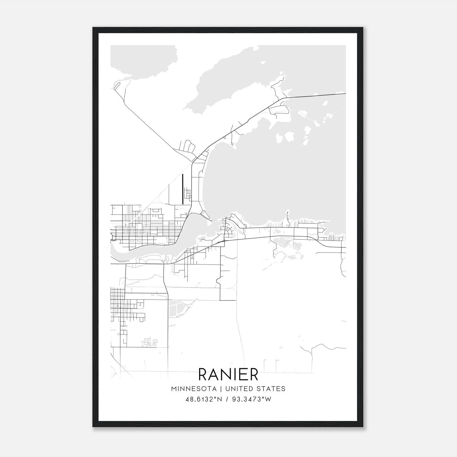 Ranier Minnesota Map Poster, Modern Home Decor Wall Art Print Ranier Minnesota Map Poster, Modern Home Decor Wall Art Print