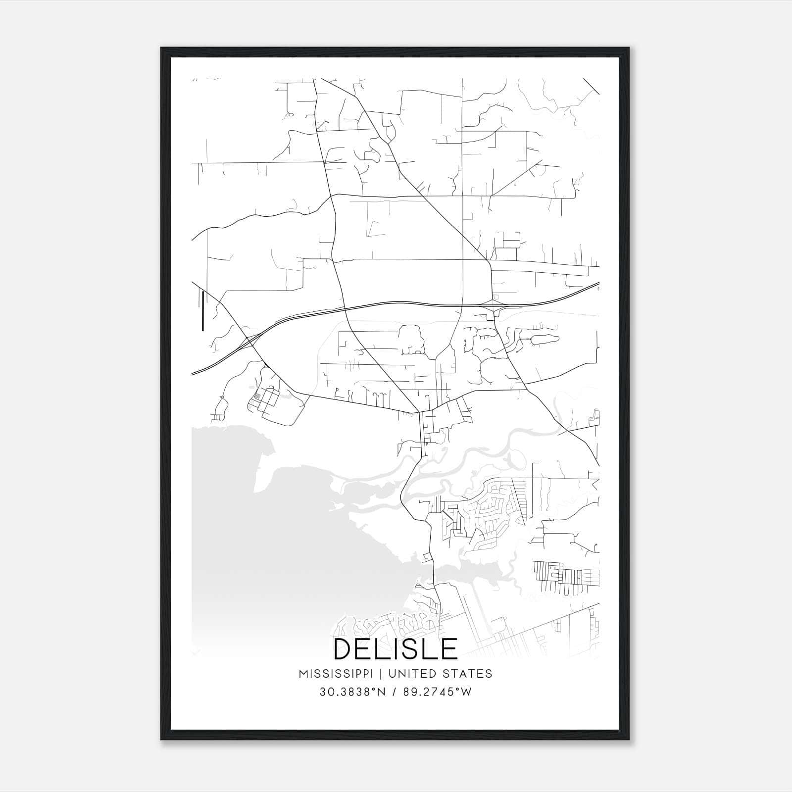 Delisle Mississippi Map Poster, Modern Home Decor Wall Art Print Delisle Mississippi Map Poster, Modern Home Decor Wall Art Print