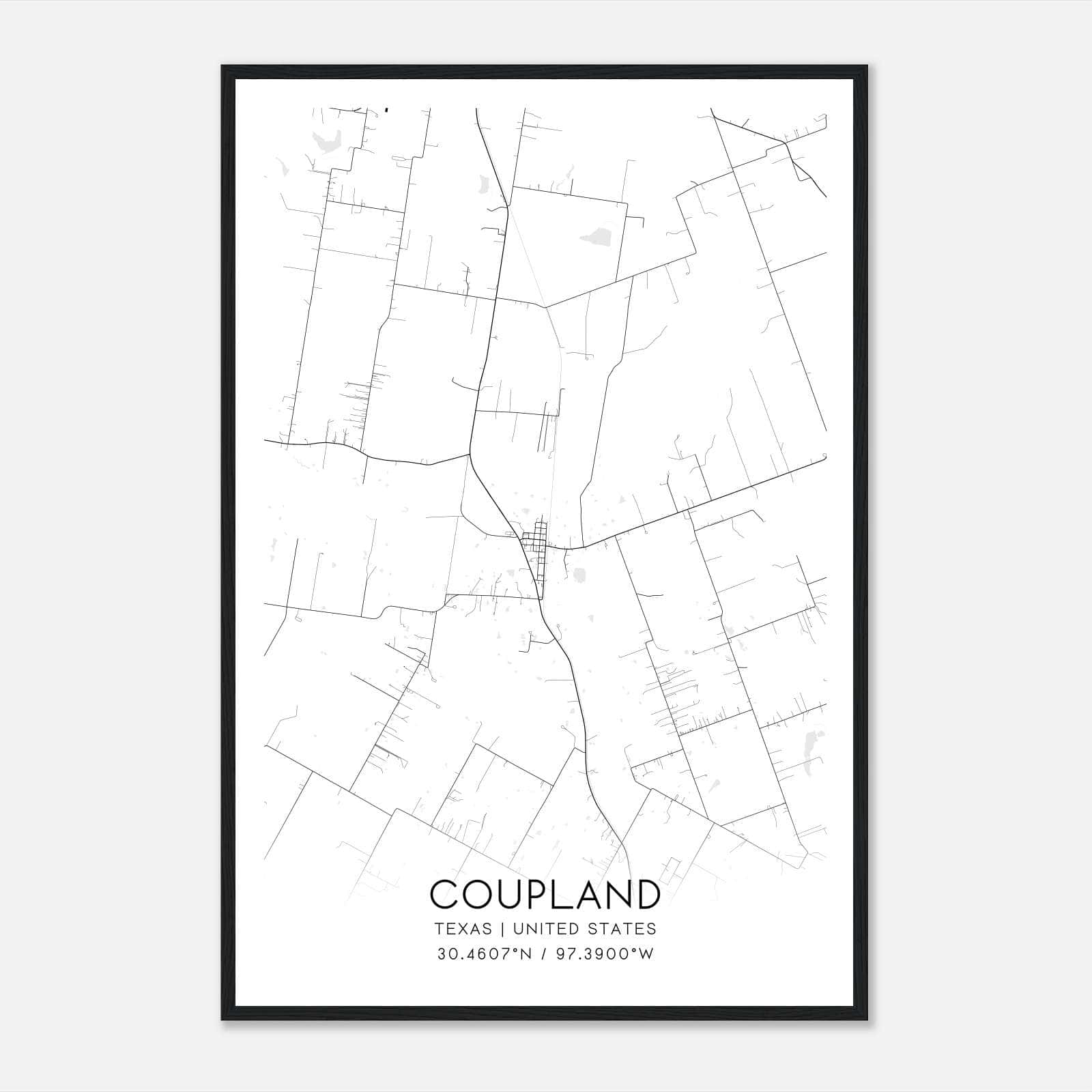 Coupland Texas Map Poster, Modern Home Decor Wall Art Print Coupland Texas Map Poster, Modern Home Decor Wall Art Print