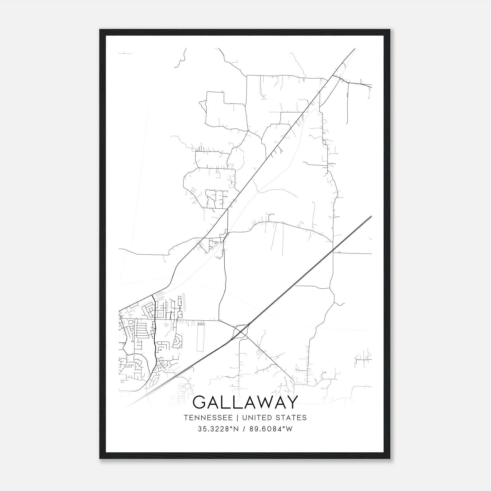 Gallaway Tennessee Map Poster, Modern Home Decor Wall Art Print Gallaway Tennessee Map Poster, Modern Home Decor Wall Art Print