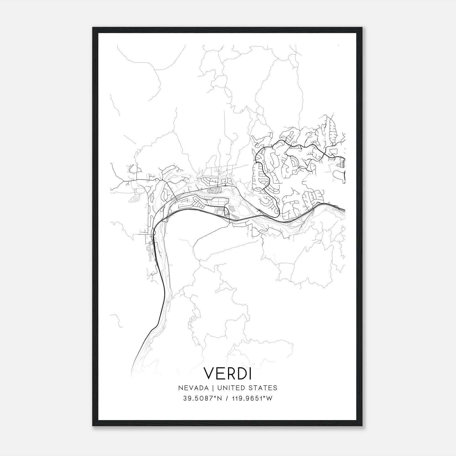 Verdi Nevada Map Poster, Modern Home Decor Wall Art Print Verdi Nevada Map Poster, Modern Home Decor Wall Art Print