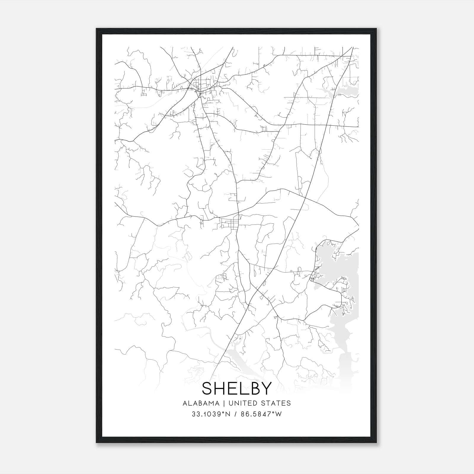 Shelby Alabama Map Poster, Modern Home Decor Wall Art Print Shelby Alabama Map Poster, Modern Home Decor Wall Art Print