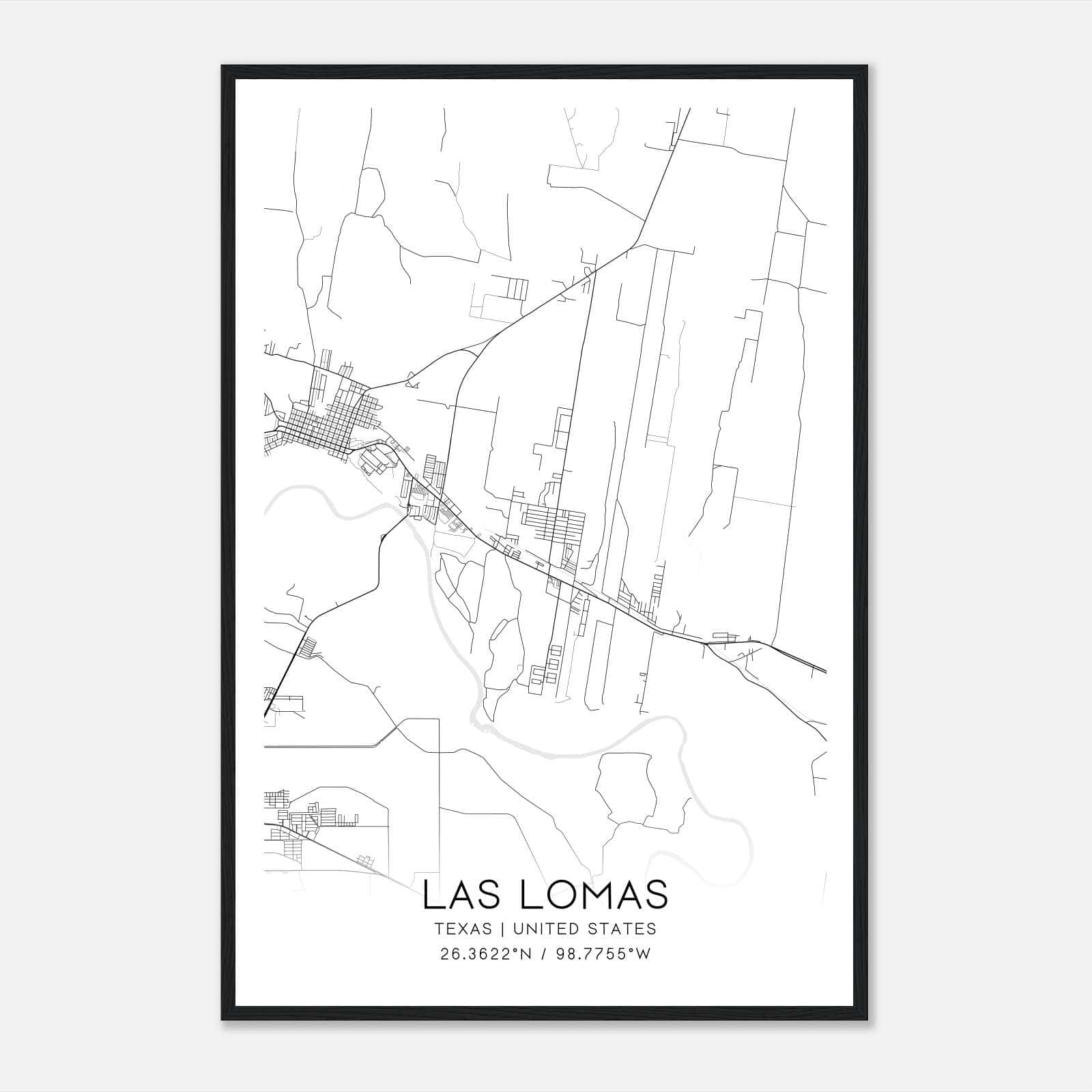Las Lomas Texas Map Poster, Modern Home Decor Wall Art Print Las Lomas Texas Map Poster, Modern Home Decor Wall Art Print