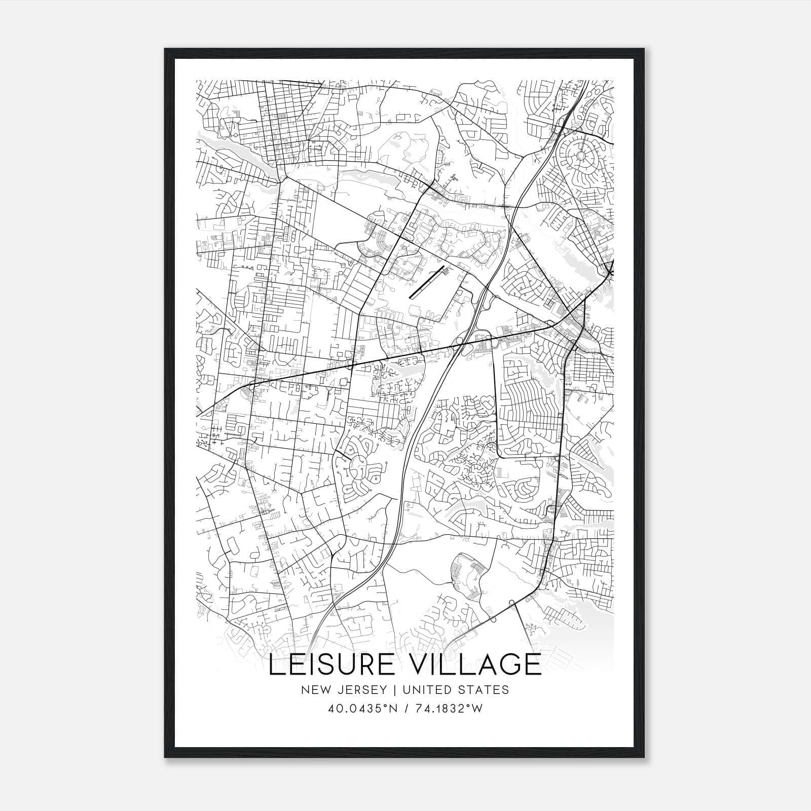 Leisure Village New Jersey Map Poster, Modern Home Decor Wall Art Print Leisure Village New Jersey Map Poster, Modern Home Decor Wall Art Print