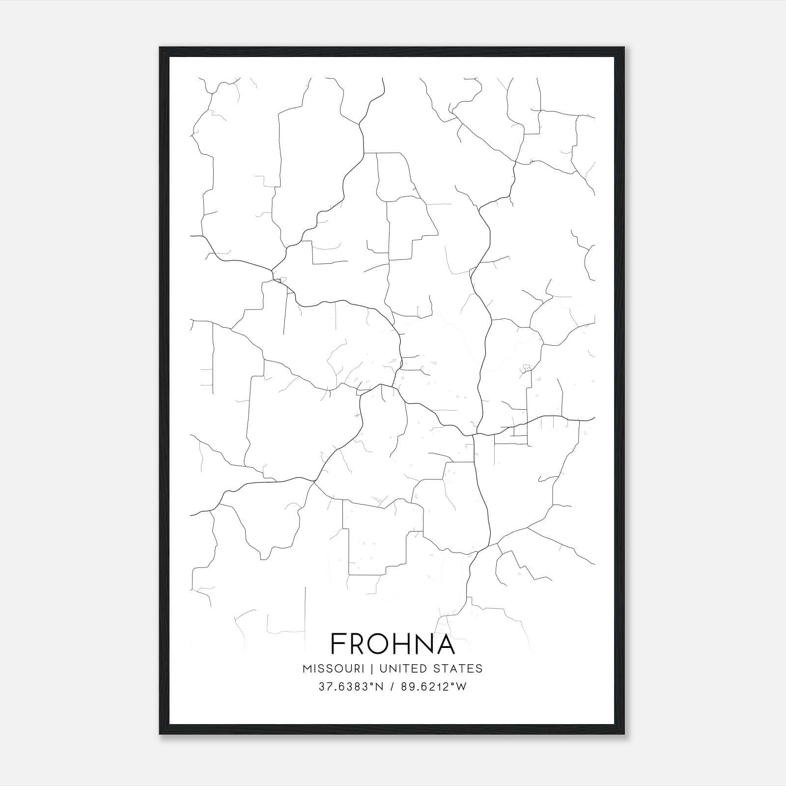 Frohna Missouri Map Poster, Modern Home Decor Wall Art Print Frohna Missouri Map Poster, Modern Home Decor Wall Art Print