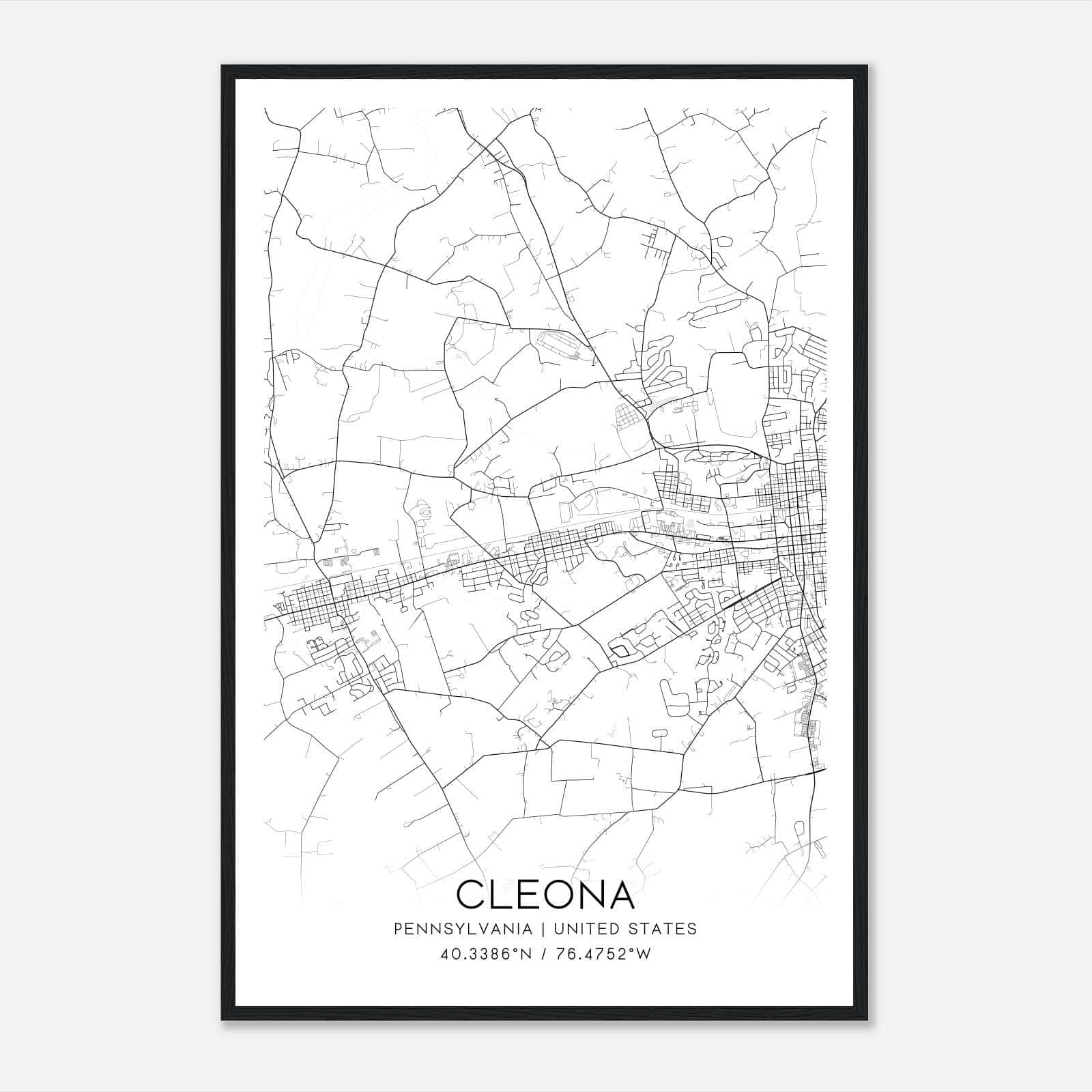 Cleona Pennsylvania Map Poster, Modern Home Decor Wall Art Print Cleona Pennsylvania Map Poster, Modern Home Decor Wall Art Print
