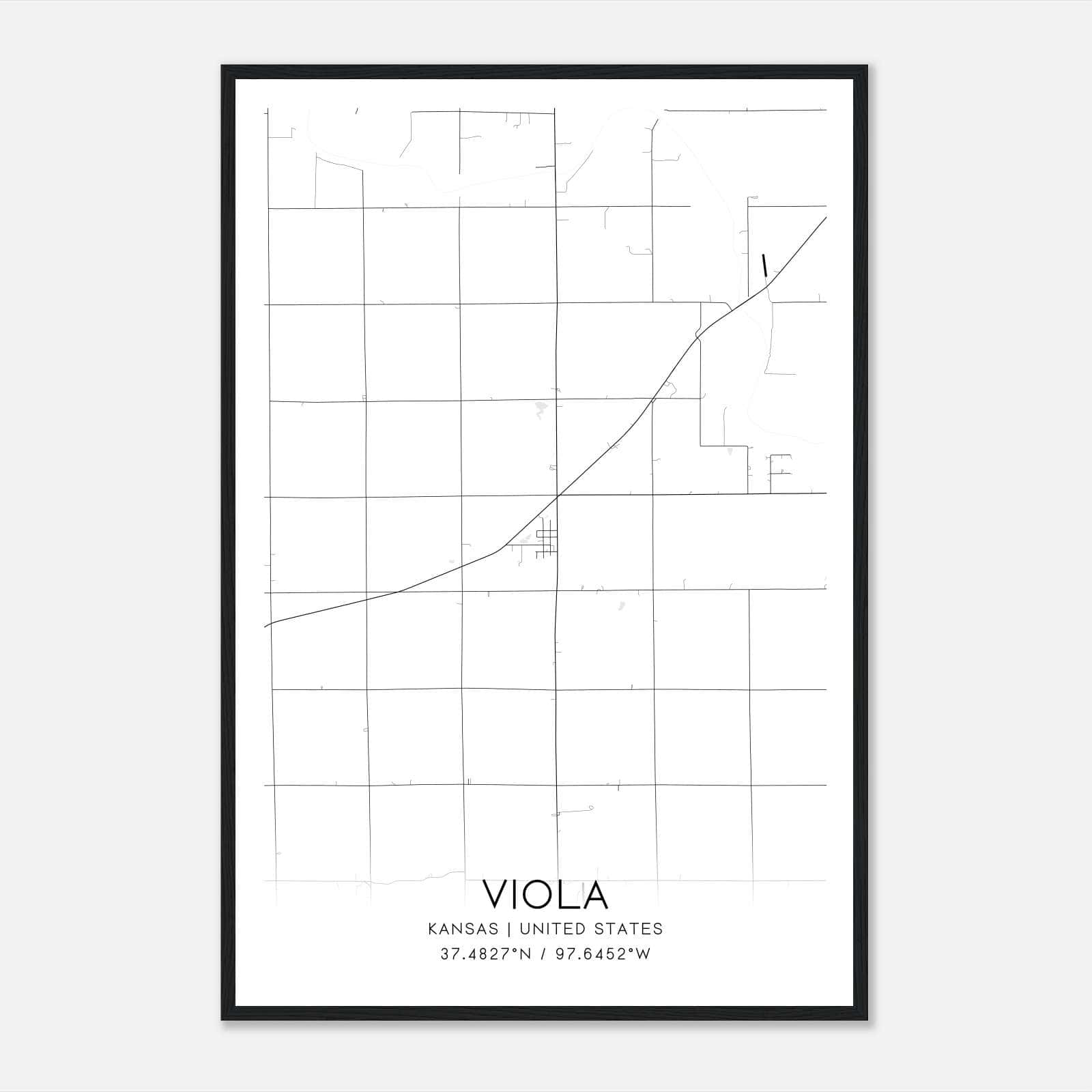 Viola Kansas Map Poster, Modern Home Decor Wall Art Print Viola Kansas Map Poster, Modern Home Decor Wall Art Print