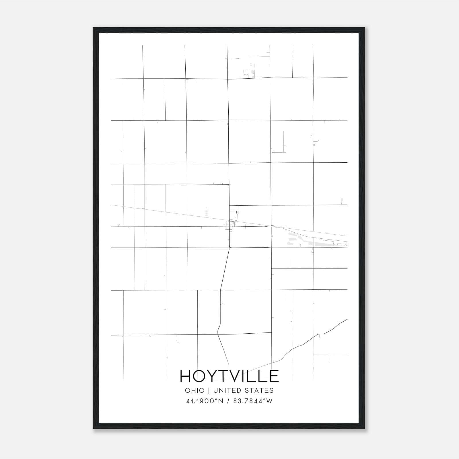Hoytville Ohio Map Poster, Modern Home Decor Wall Art Print Hoytville Ohio Map Poster, Modern Home Decor Wall Art Print