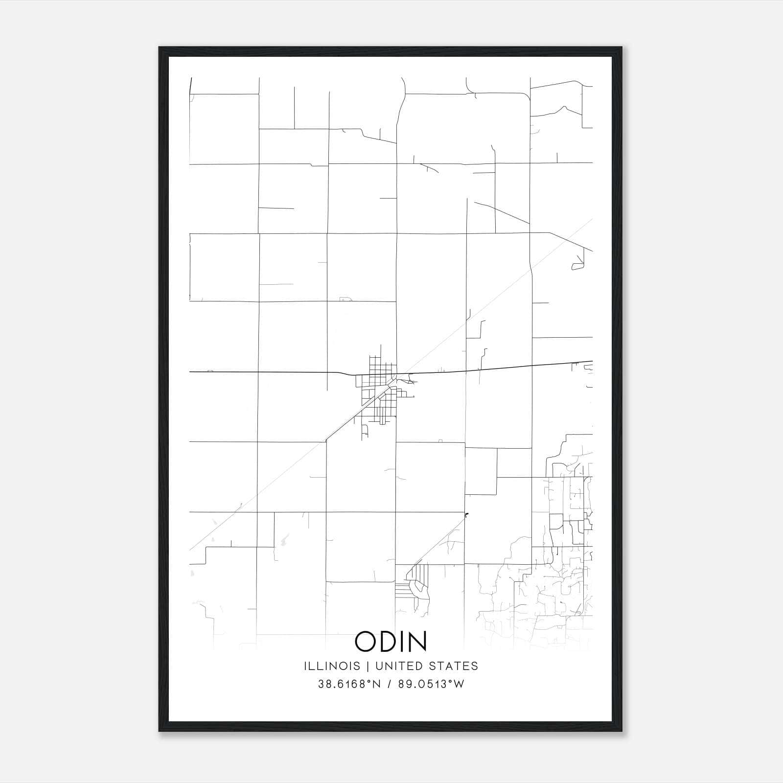 Odin Illinois Map Poster, Modern Home Decor Wall Art Print Odin Illinois Map Poster, Modern Home Decor Wall Art Print