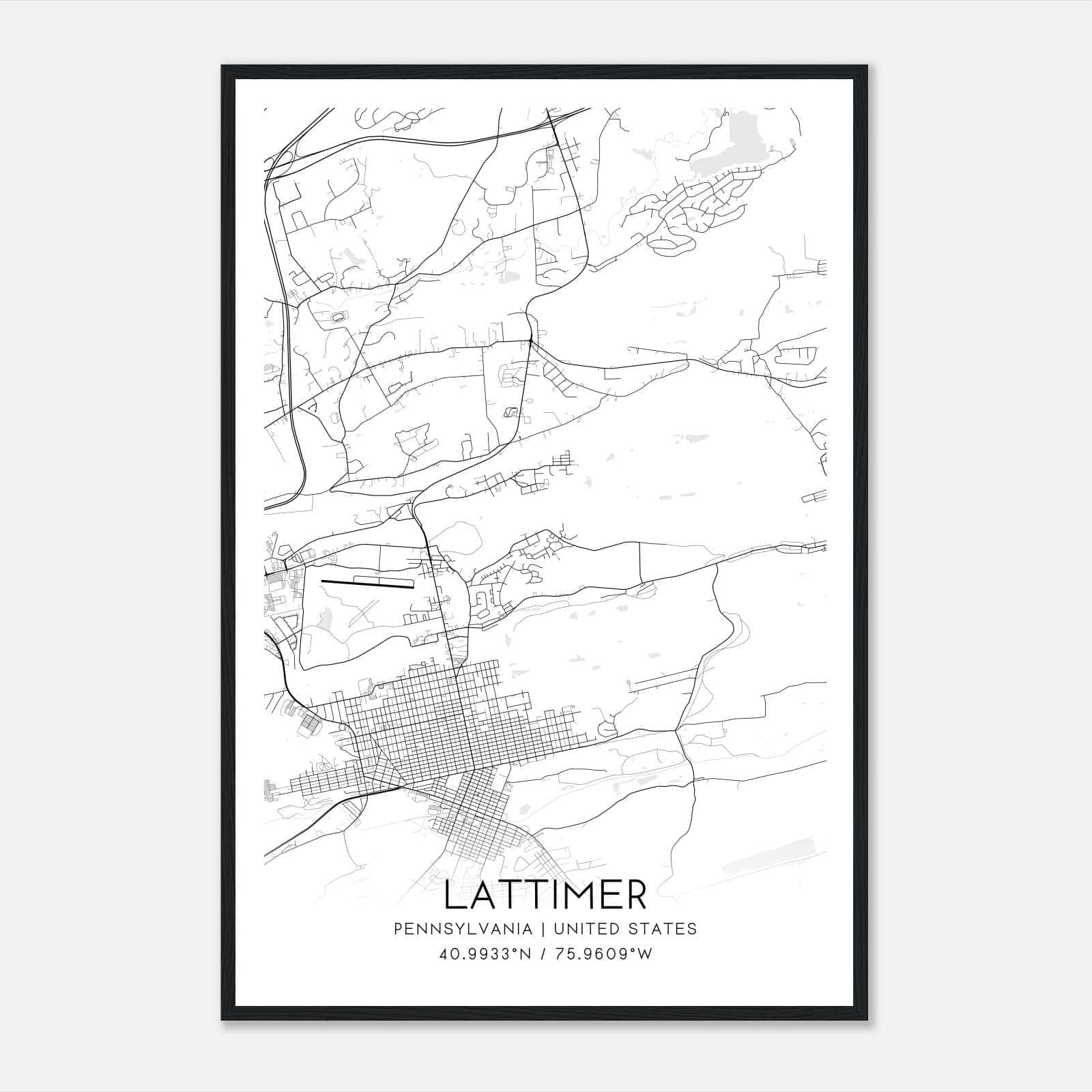 Lattimer Pennsylvania Map Poster, Modern Home Decor Wall Art Print Lattimer Pennsylvania Map Poster, Modern Home Decor Wall Art Print