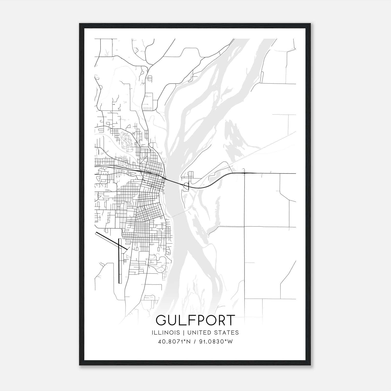 Gulfport Illinois Map Poster, Modern Home Decor Wall Art Print Gulfport Illinois Map Poster, Modern Home Decor Wall Art Print