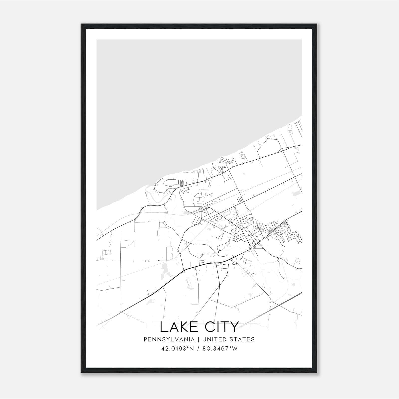 Lake City Pennsylvania Map Poster, Modern Home Decor Wall Art Print Lake City Pennsylvania Map Poster, Modern Home Decor Wall Art Print