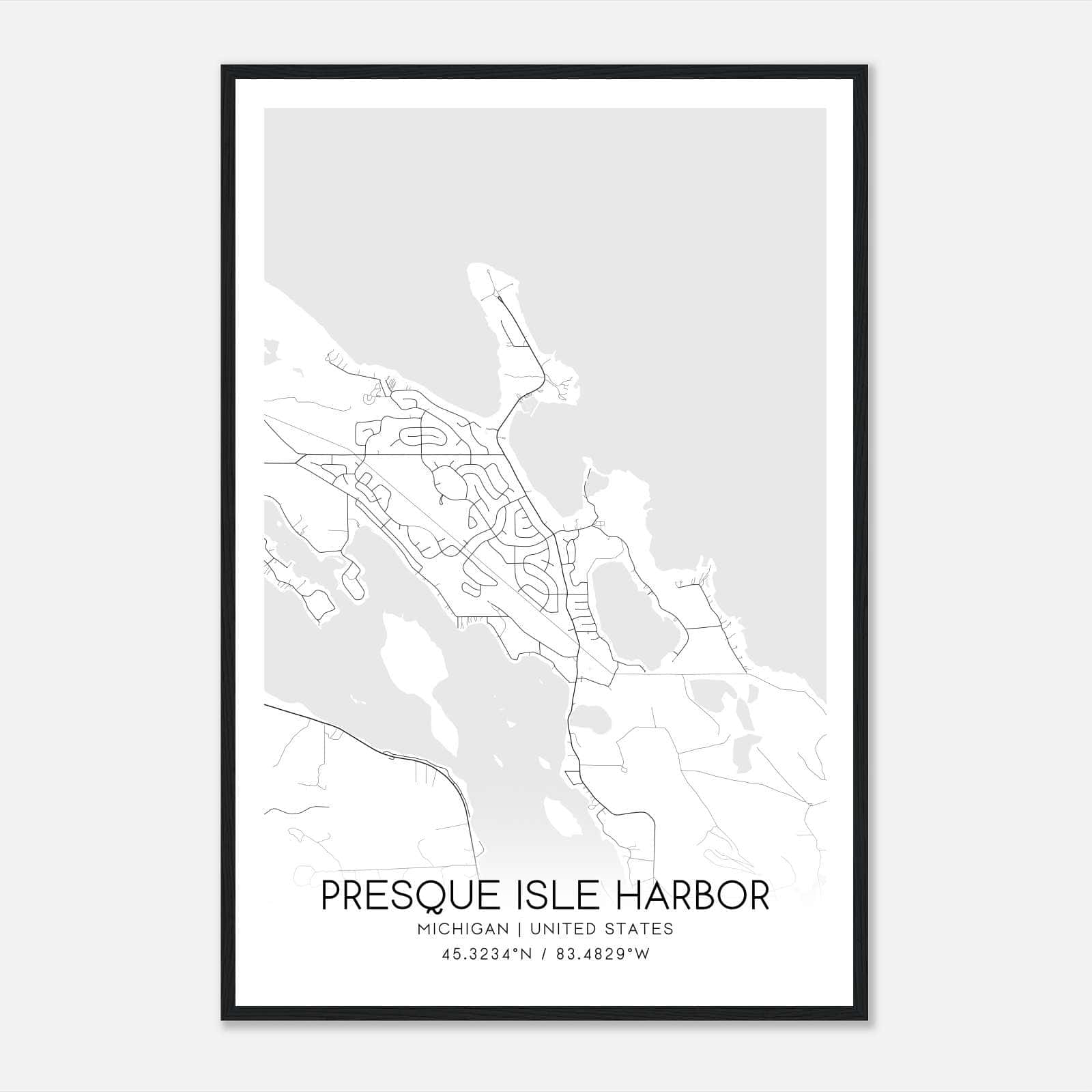 Presque Isle Harbor Michigan Map Poster, Modern Home Decor Wall Art Print Presque Isle Harbor Michigan Map Poster, Modern Home Decor Wall Art Print