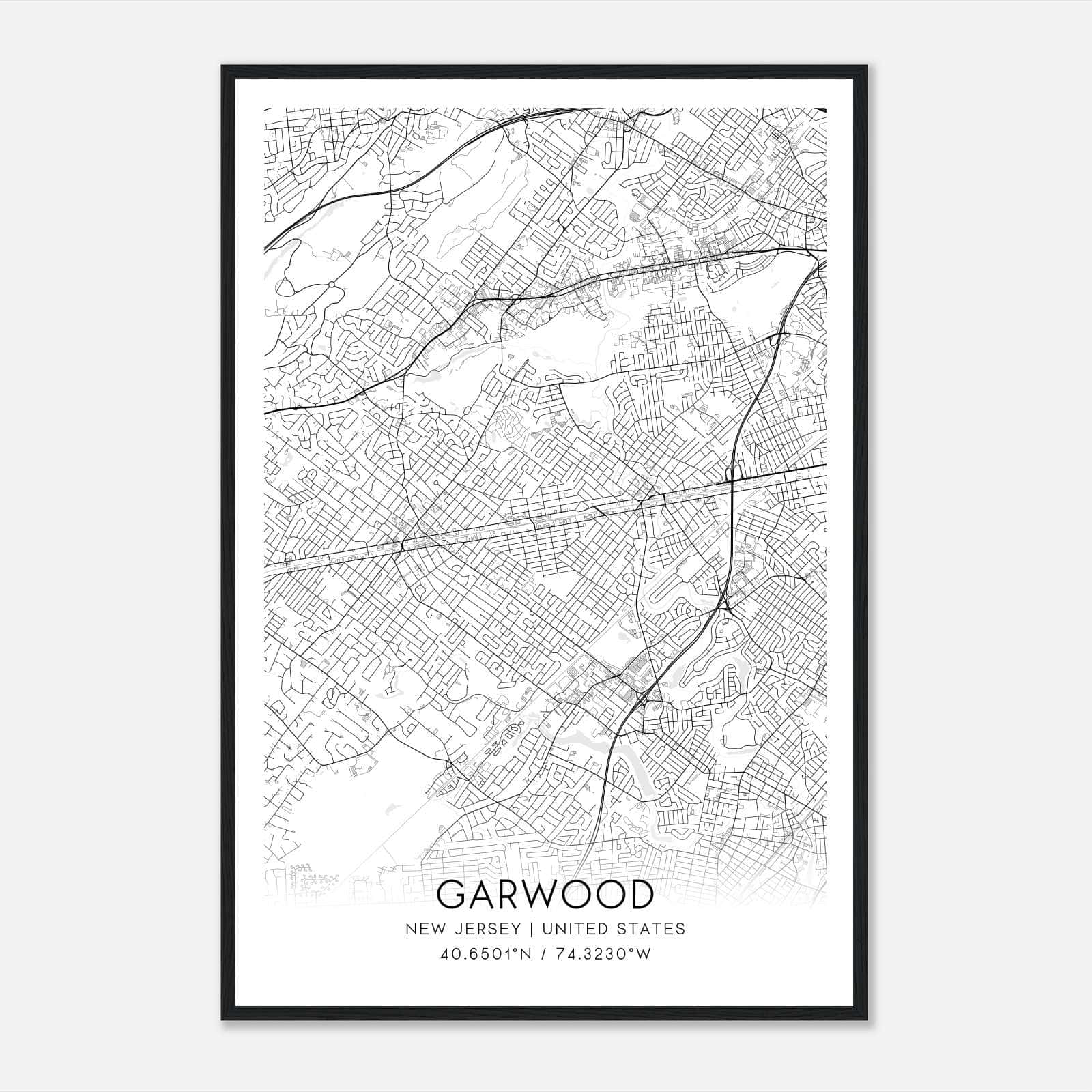Garwood New Jersey Map Poster, Modern Home Decor Wall Art Print Garwood New Jersey Map Poster, Modern Home Decor Wall Art Print