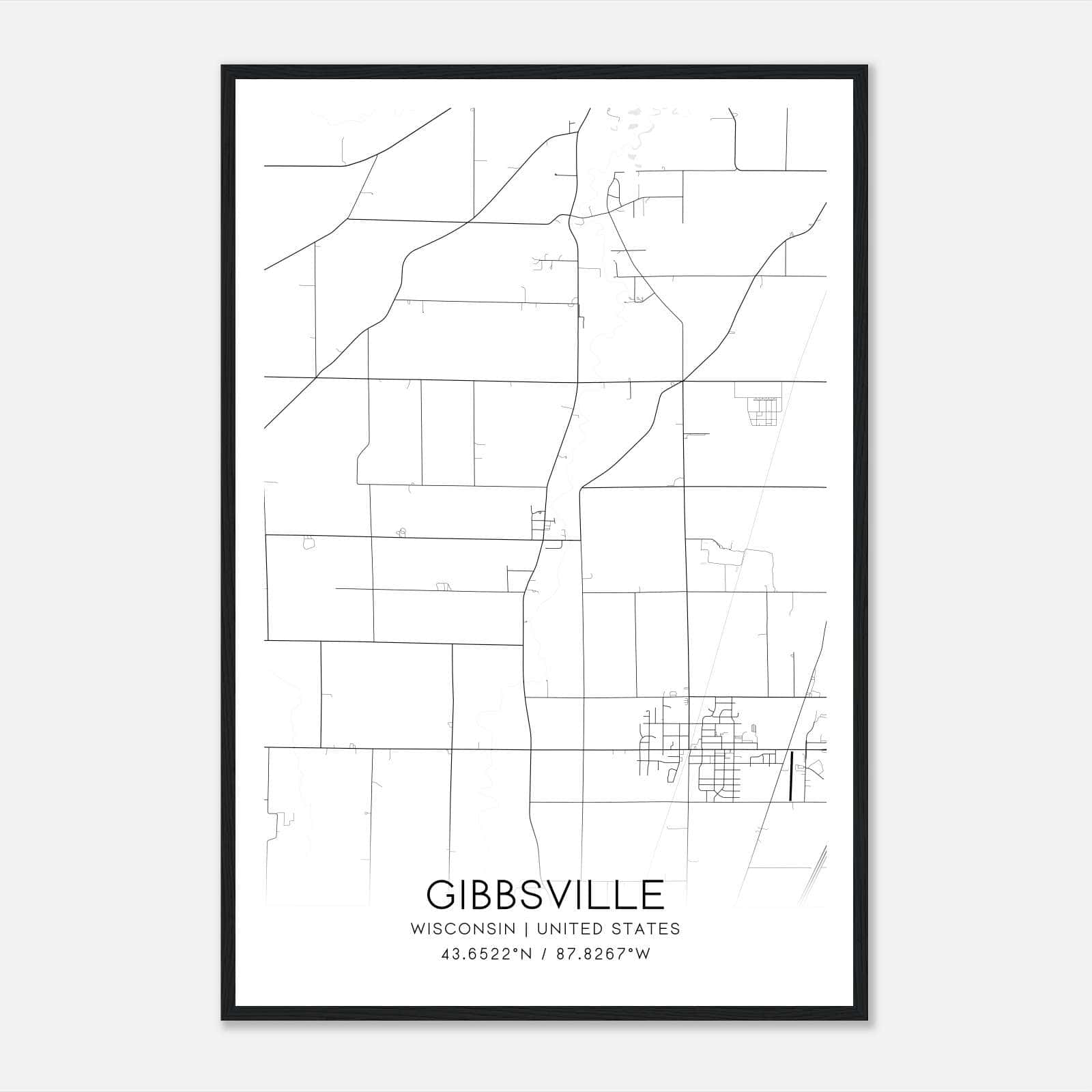 Gibbsville Wisconsin Map Poster, Modern Home Decor Wall Art Print Gibbsville Wisconsin Map Poster, Modern Home Decor Wall Art Print