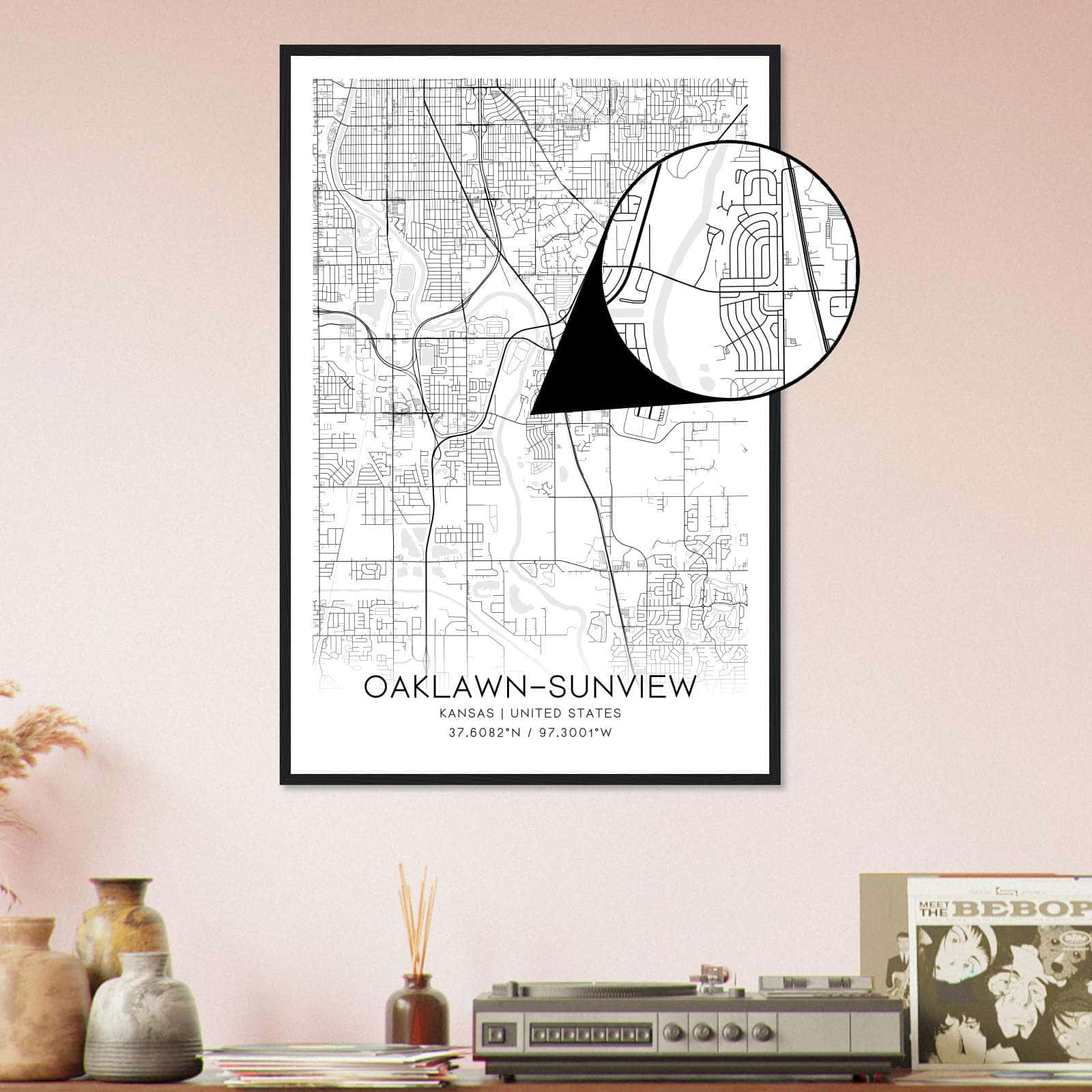 Deerfield Kansas Map Poster, Modern Home Decor Wall Art Print (Copy)
