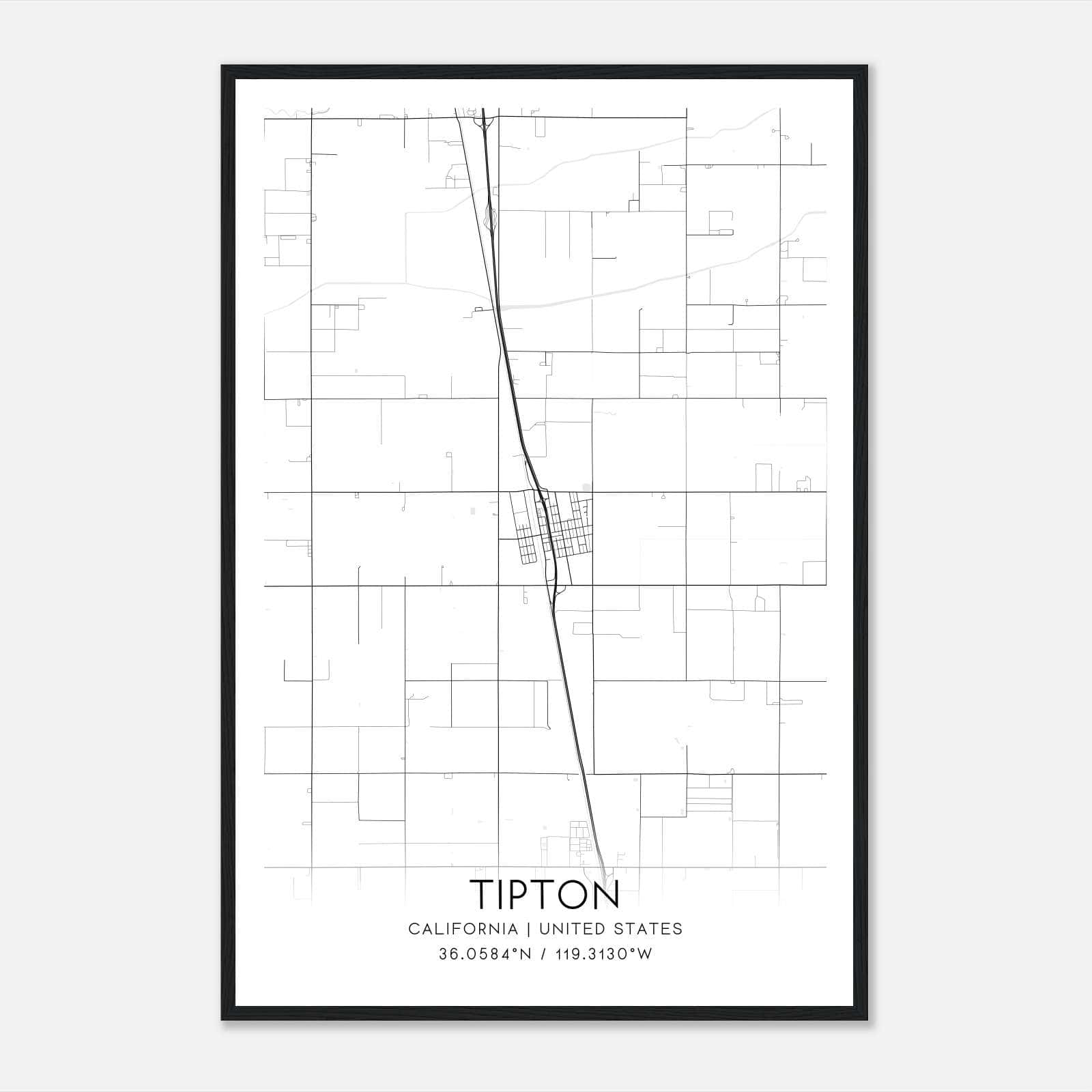 Tipton California Map Poster, Modern Home Decor Wall Art Print Tipton California Map Poster, Modern Home Decor Wall Art Print