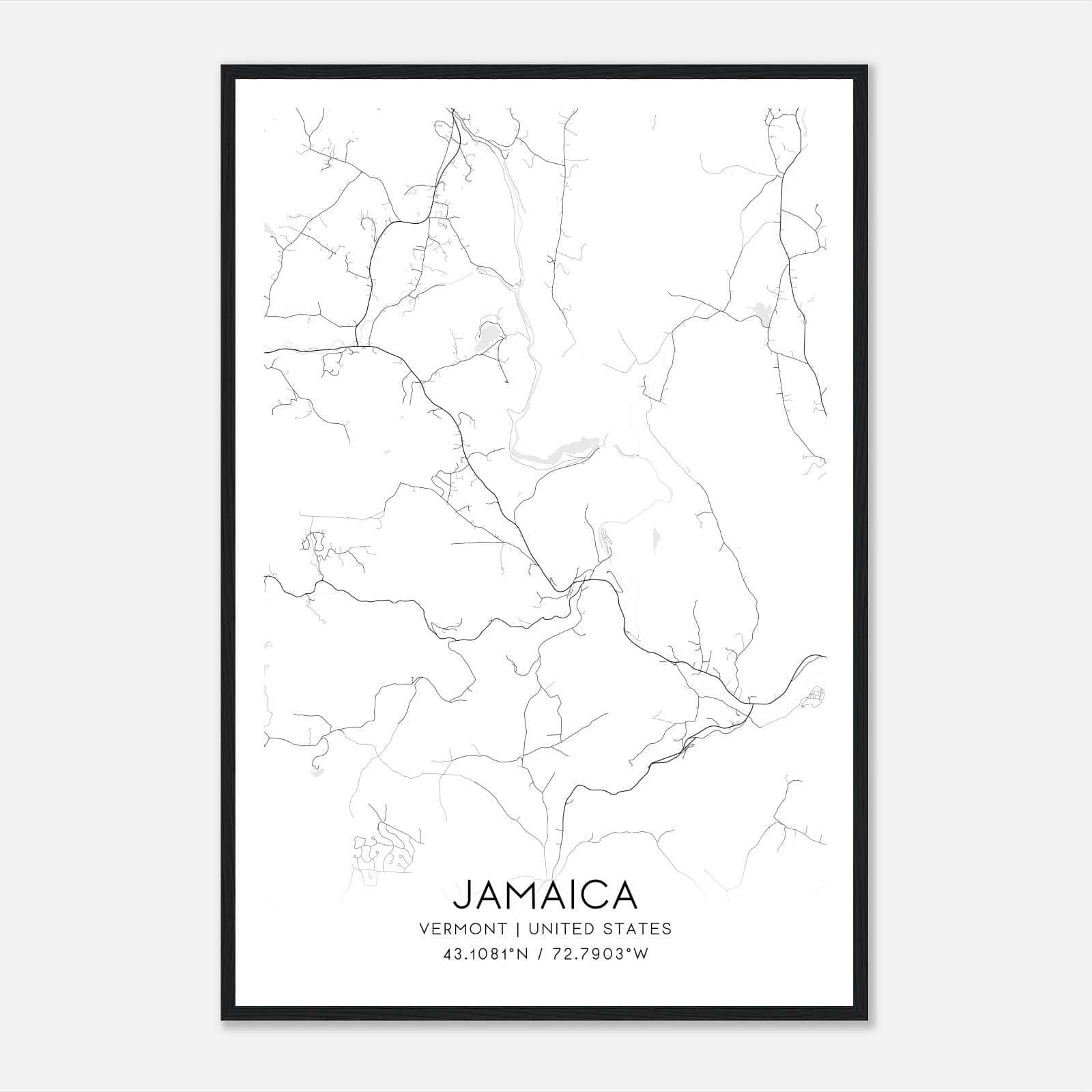 Jamaica Vermont Map Poster, Modern Home Decor Wall Art Print Jamaica Vermont Map Poster, Modern Home Decor Wall Art Print