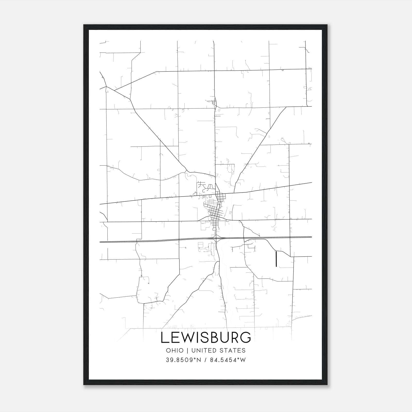Lewisburg Ohio Map Poster, Modern Home Decor Wall Art Print Lewisburg Ohio Map Poster, Modern Home Decor Wall Art Print