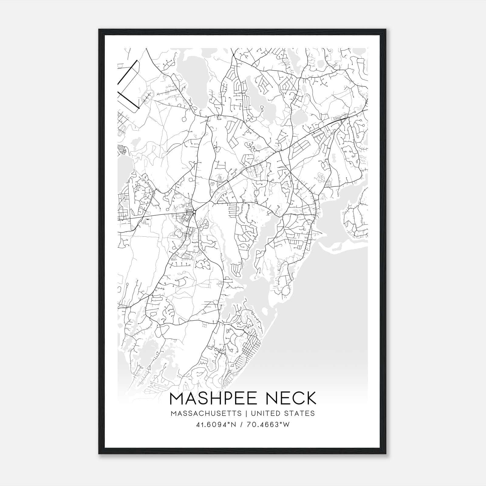 Mashpee Neck Massachusetts Map Poster, Modern Home Decor Wall Art Print Mashpee Neck Massachusetts Map Poster, Modern Home Decor Wall Art Print
