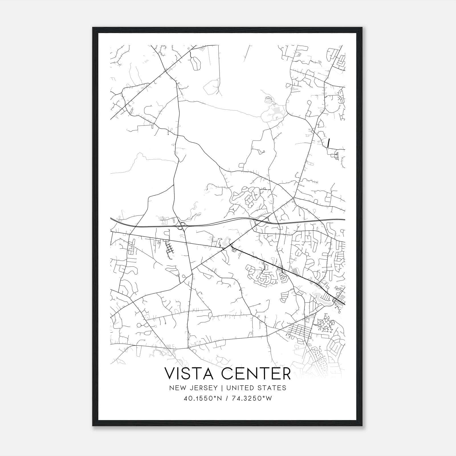 Vista Center New Jersey Map Poster, Modern Home Decor Wall Art Print Vista Center New Jersey Map Poster, Modern Home Decor Wall Art Print