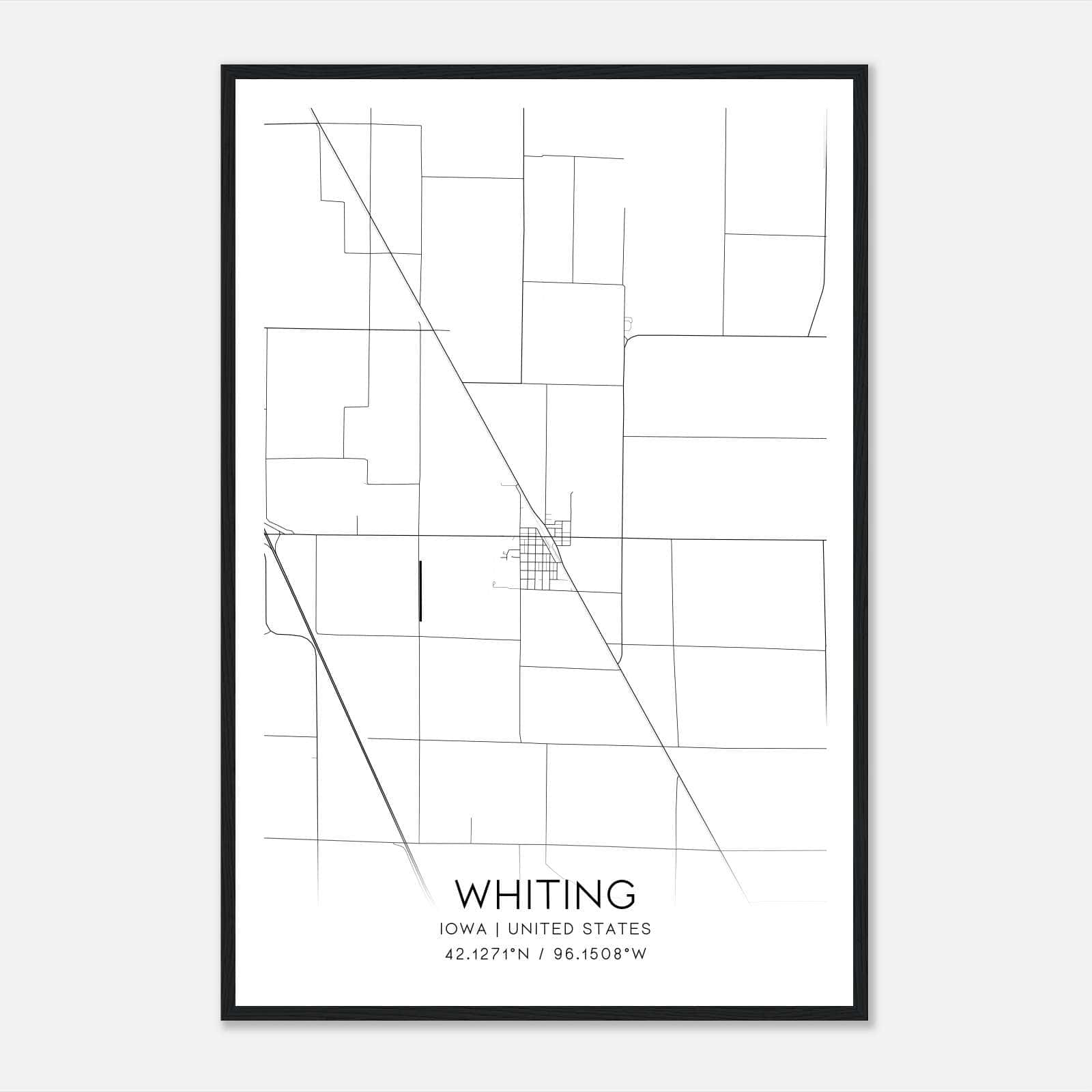 Whiting Iowa Map Poster, Modern Home Decor Wall Art Print Whiting Iowa Map Poster, Modern Home Decor Wall Art Print