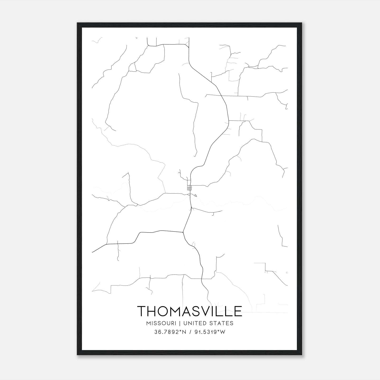Thomasville Missouri Map Poster, Modern Home Decor Wall Art Print Thomasville Missouri Map Poster, Modern Home Decor Wall Art Print