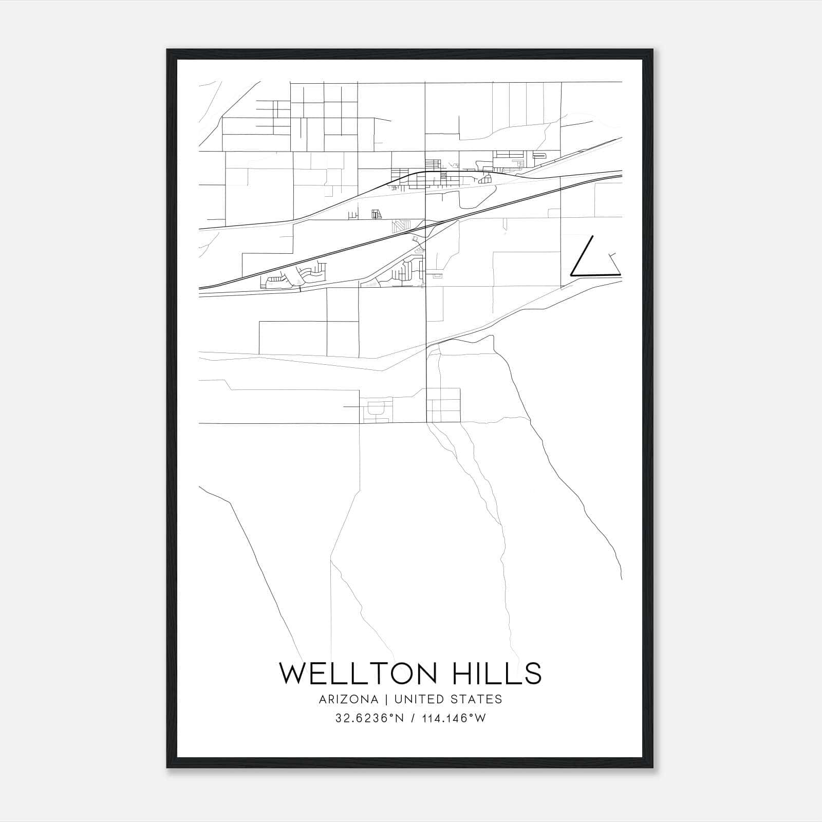 Wellton Hills Arizona Map Poster, Modern Home Decor Wall Art Print Wellton Hills Arizona Map Poster, Modern Home Decor Wall Art Print