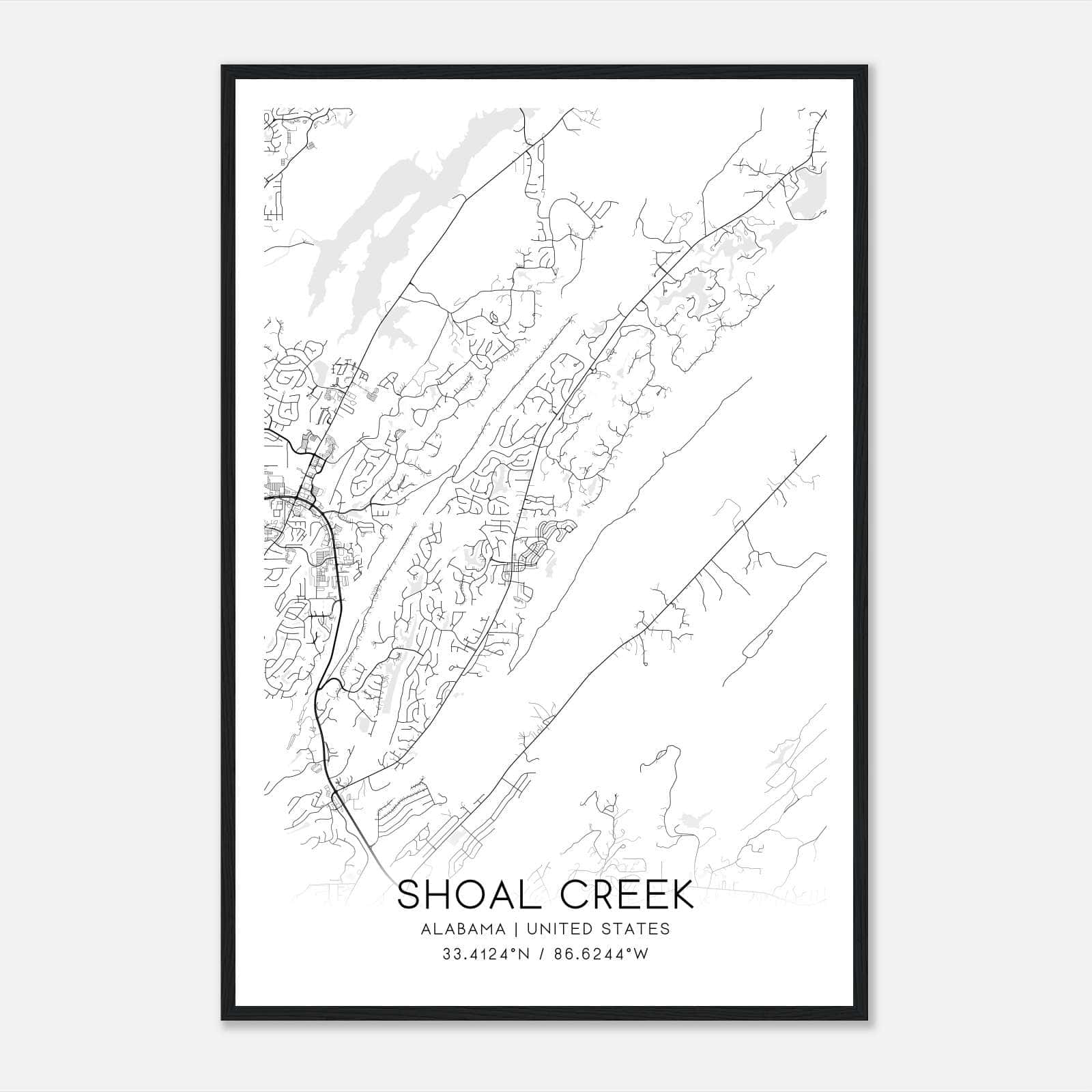 Shoal Creek Alabama Map Poster, Modern Home Decor Wall Art Print Shoal Creek Alabama Map Poster, Modern Home Decor Wall Art Print