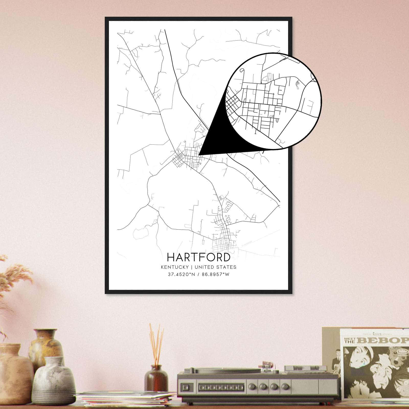 Deerfield Kansas Map Poster, Modern Home Decor Wall Art Print (Copy)