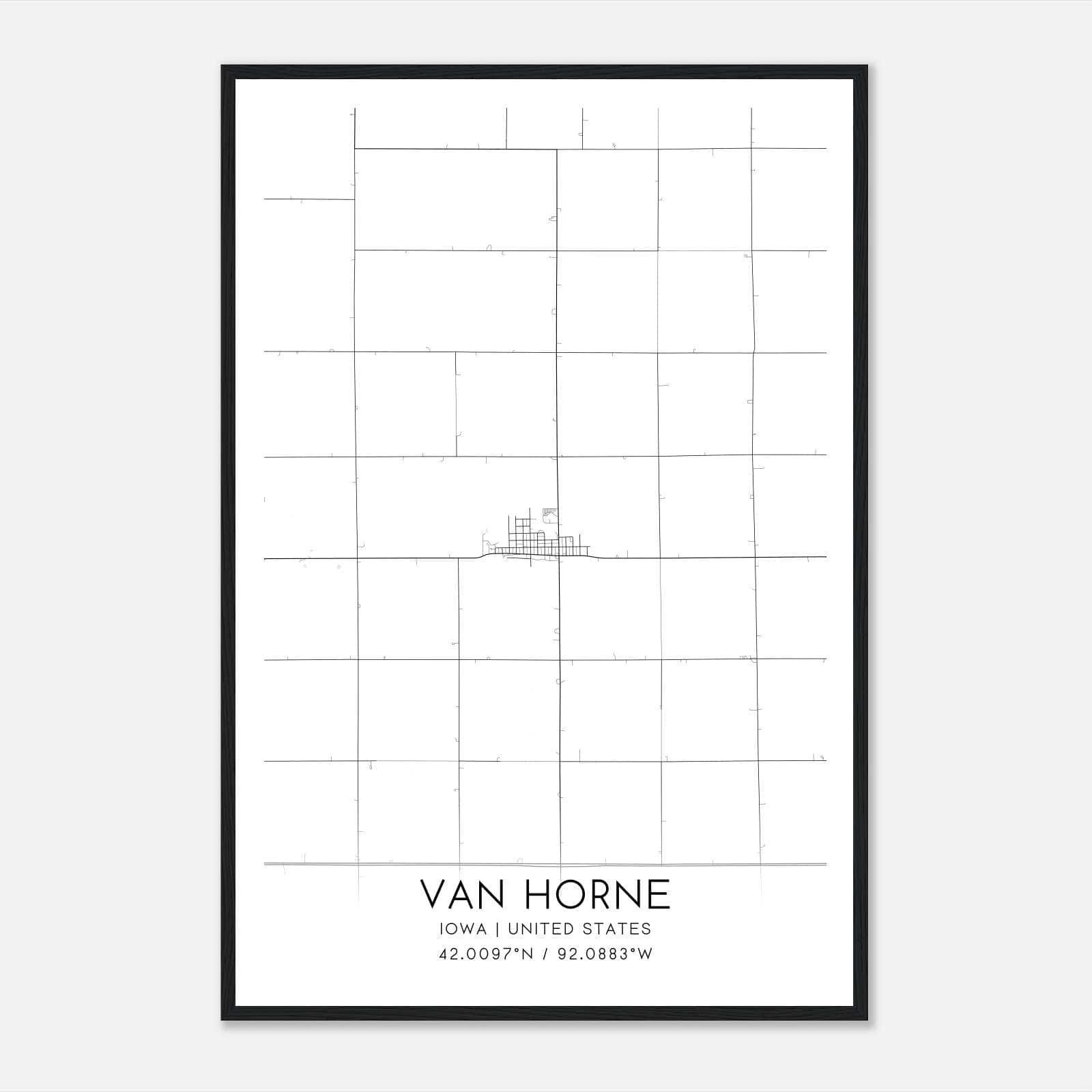 Van Horne Iowa Map Poster, Modern Home Decor Wall Art Print Van Horne Iowa Map Poster, Modern Home Decor Wall Art Print