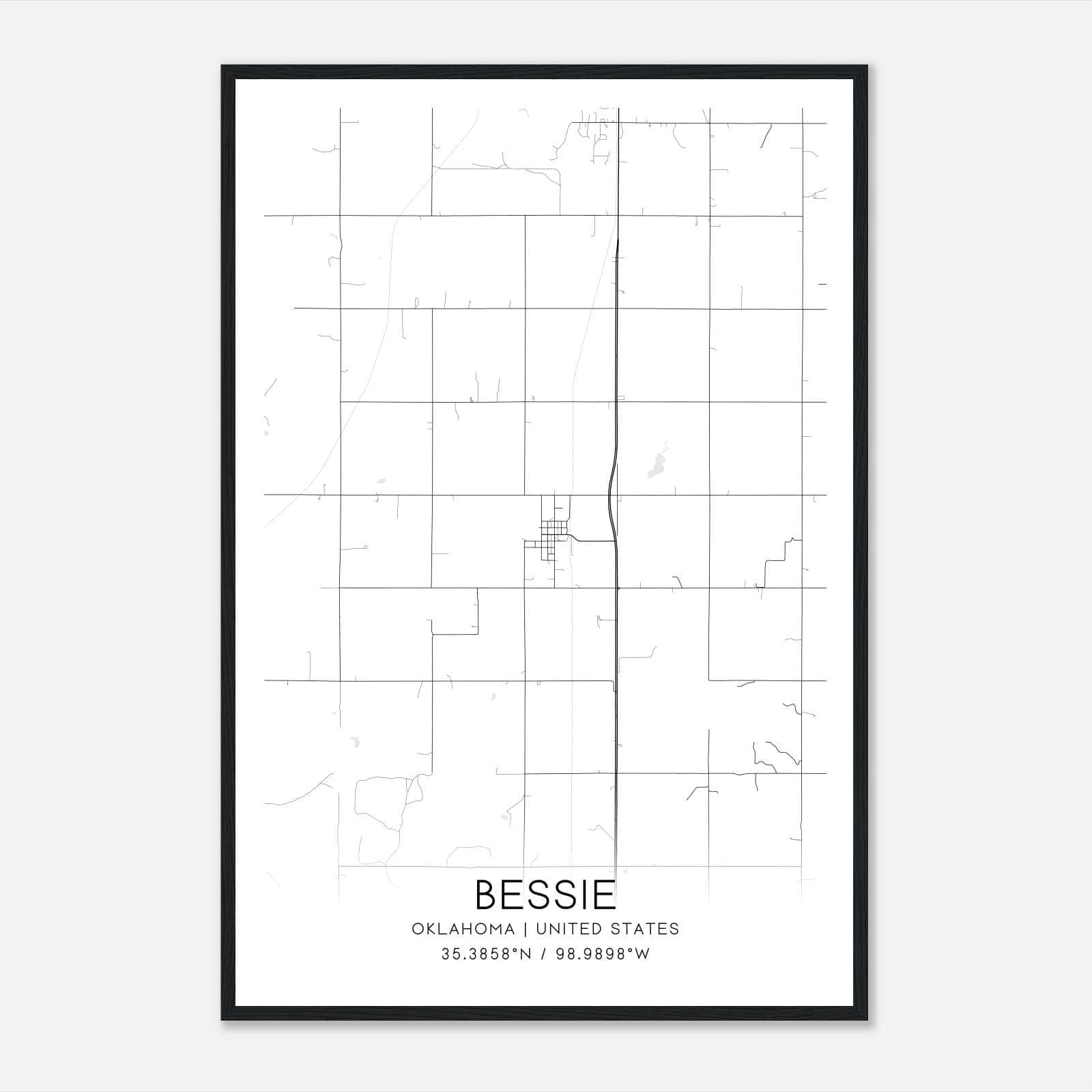 Bessie Oklahoma Map Poster, Modern Home Decor Wall Art Print Bessie Oklahoma Map Poster, Modern Home Decor Wall Art Print