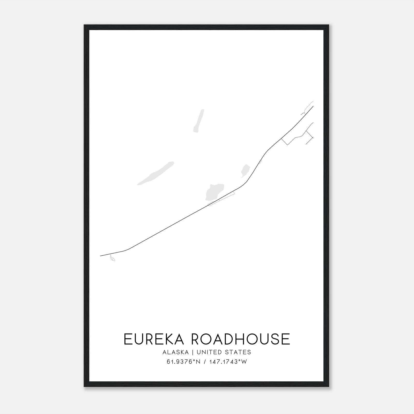 Eureka Roadhouse Alaska Map Poster, Modern Home Decor Wall Art Print Eureka Roadhouse Alaska Map Poster, Modern Home Decor Wall Art Print