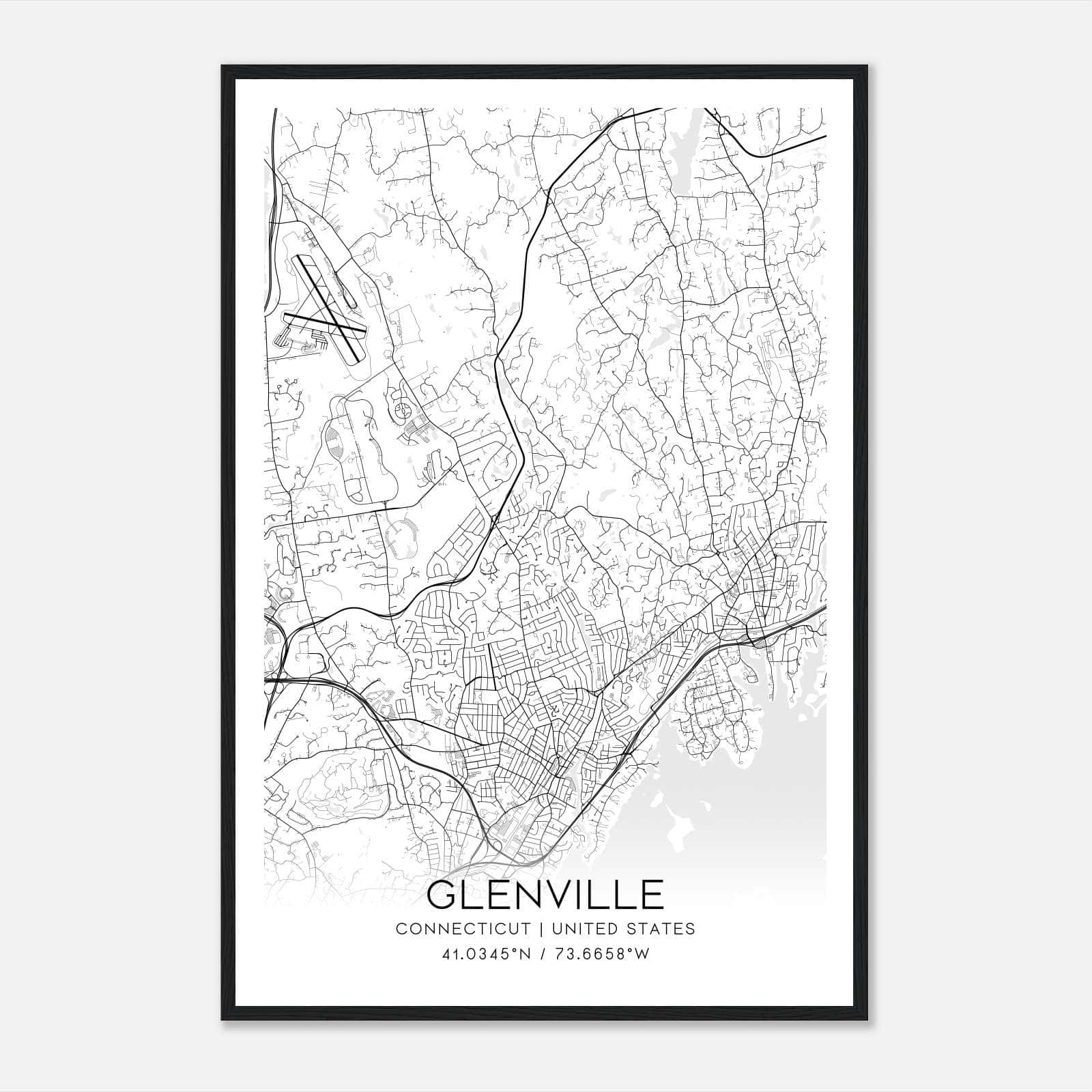 Glenville Connecticut Map Poster, Modern Home Decor Wall Art Print Glenville Connecticut Map Poster, Modern Home Decor Wall Art Print