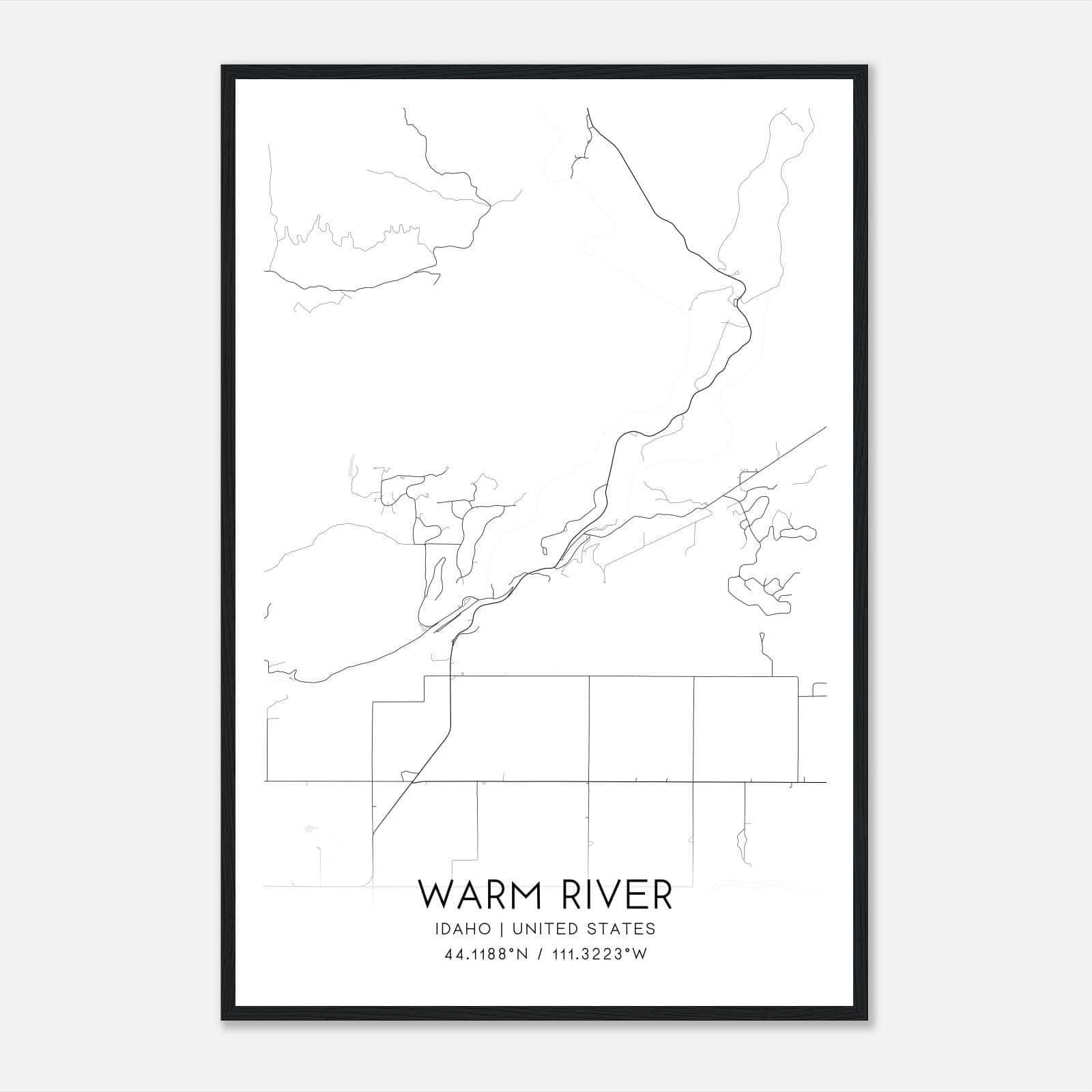 Warm River Idaho Map Poster, Modern Home Decor Wall Art Print Warm River Idaho Map Poster, Modern Home Decor Wall Art Print
