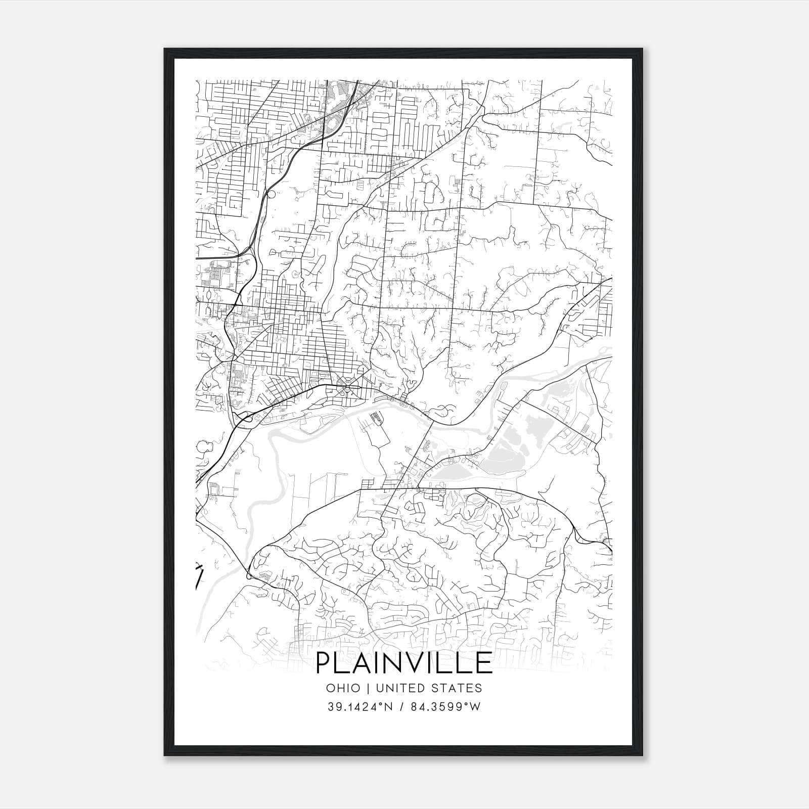 Plainville Ohio Map Poster, Modern Home Decor Wall Art Print Plainville Ohio Map Poster, Modern Home Decor Wall Art Print