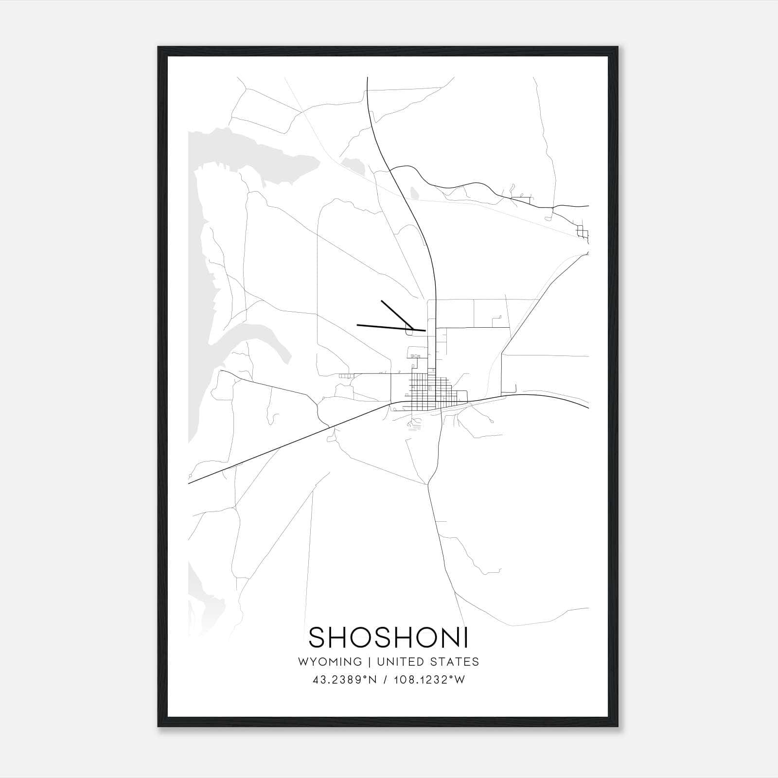 Shoshoni Wyoming Map Poster, Modern Home Decor Wall Art Print Shoshoni Wyoming Map Poster, Modern Home Decor Wall Art Print