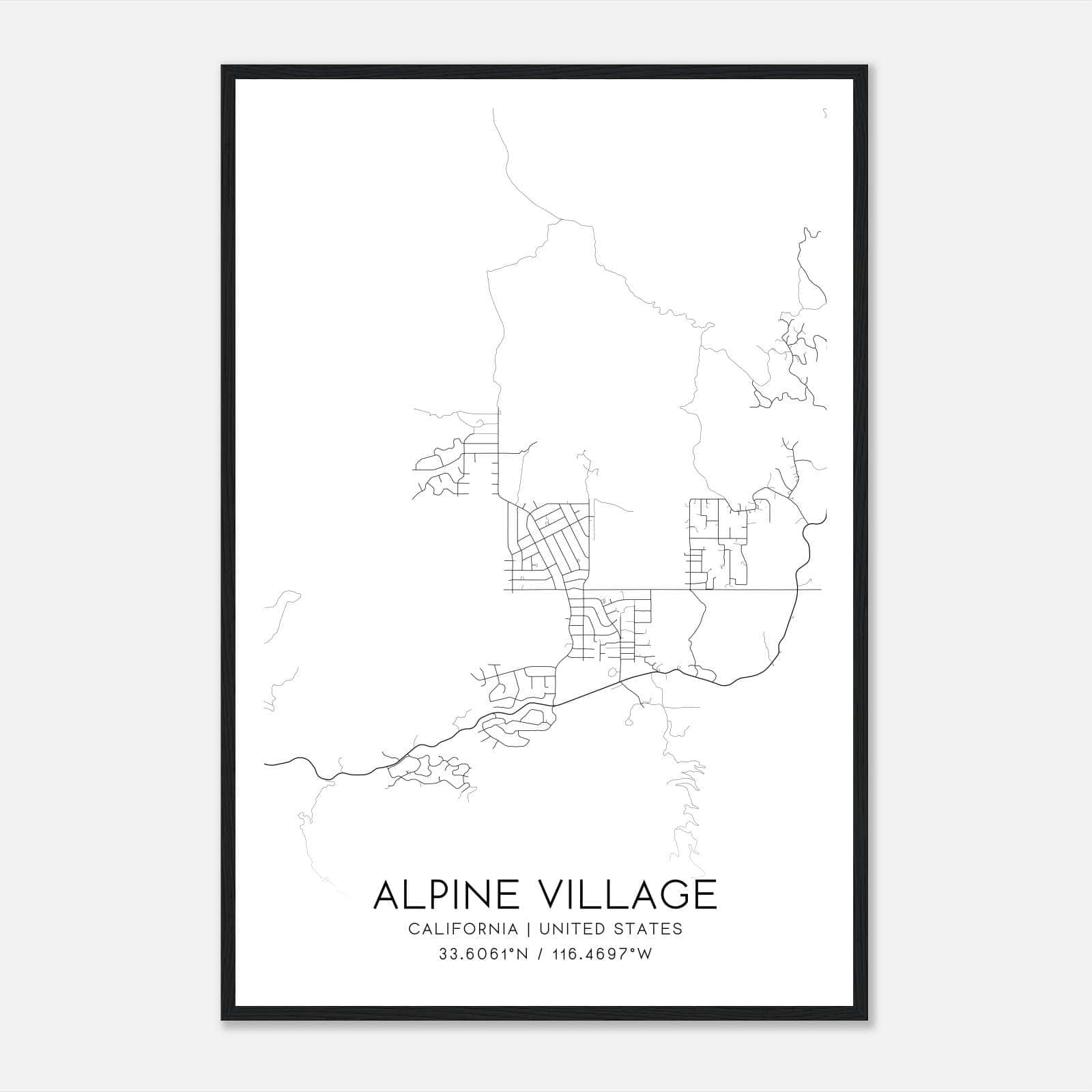 Alpine Village California Map Poster, Modern Home Decor Wall Art Print Alpine Village California Map Poster, Modern Home Decor Wall Art Print