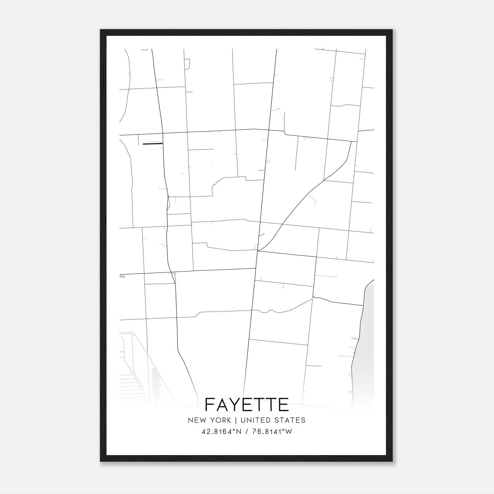 Fayette New York Map Poster, Modern Home Decor Wall Art Print Fayette New York Map Poster, Modern Home Decor Wall Art Print