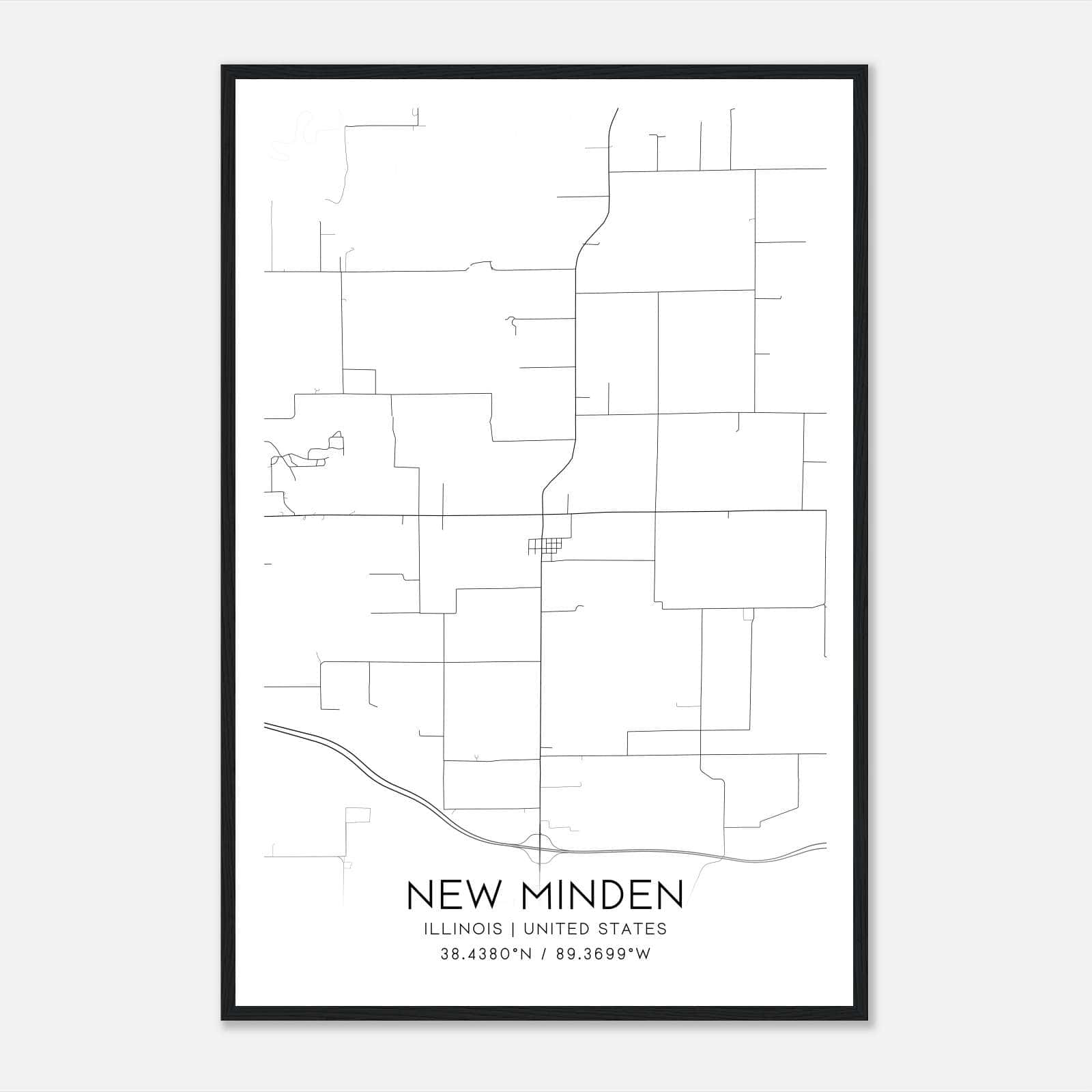New Minden Illinois Map Poster, Modern Home Decor Wall Art Print New Minden Illinois Map Poster, Modern Home Decor Wall Art Print