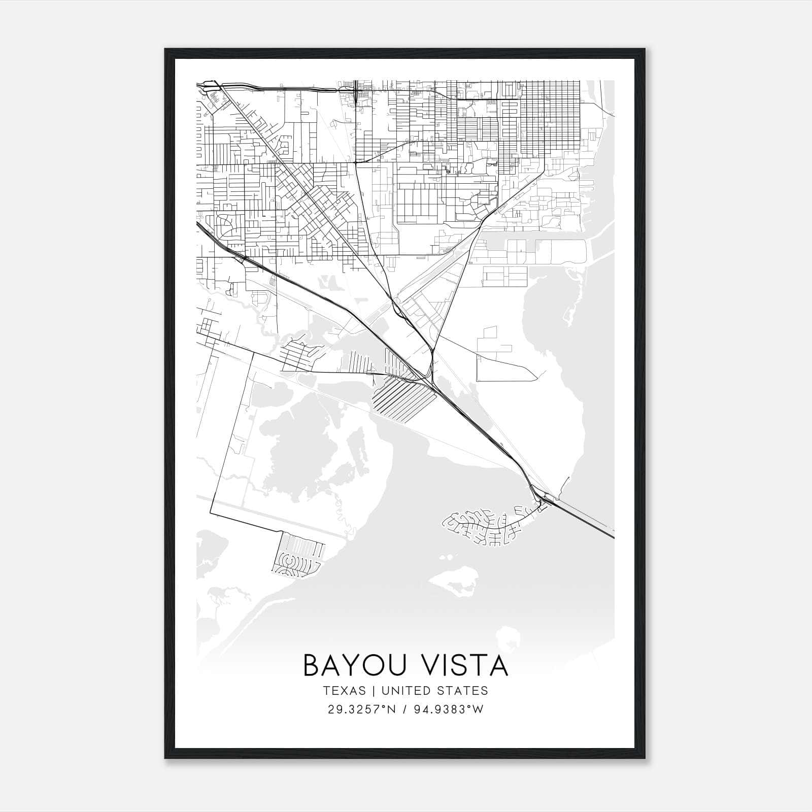 Bayou Vista Texas Map Poster, Modern Home Decor Wall Art Print Bayou Vista Texas Map Poster, Modern Home Decor Wall Art Print