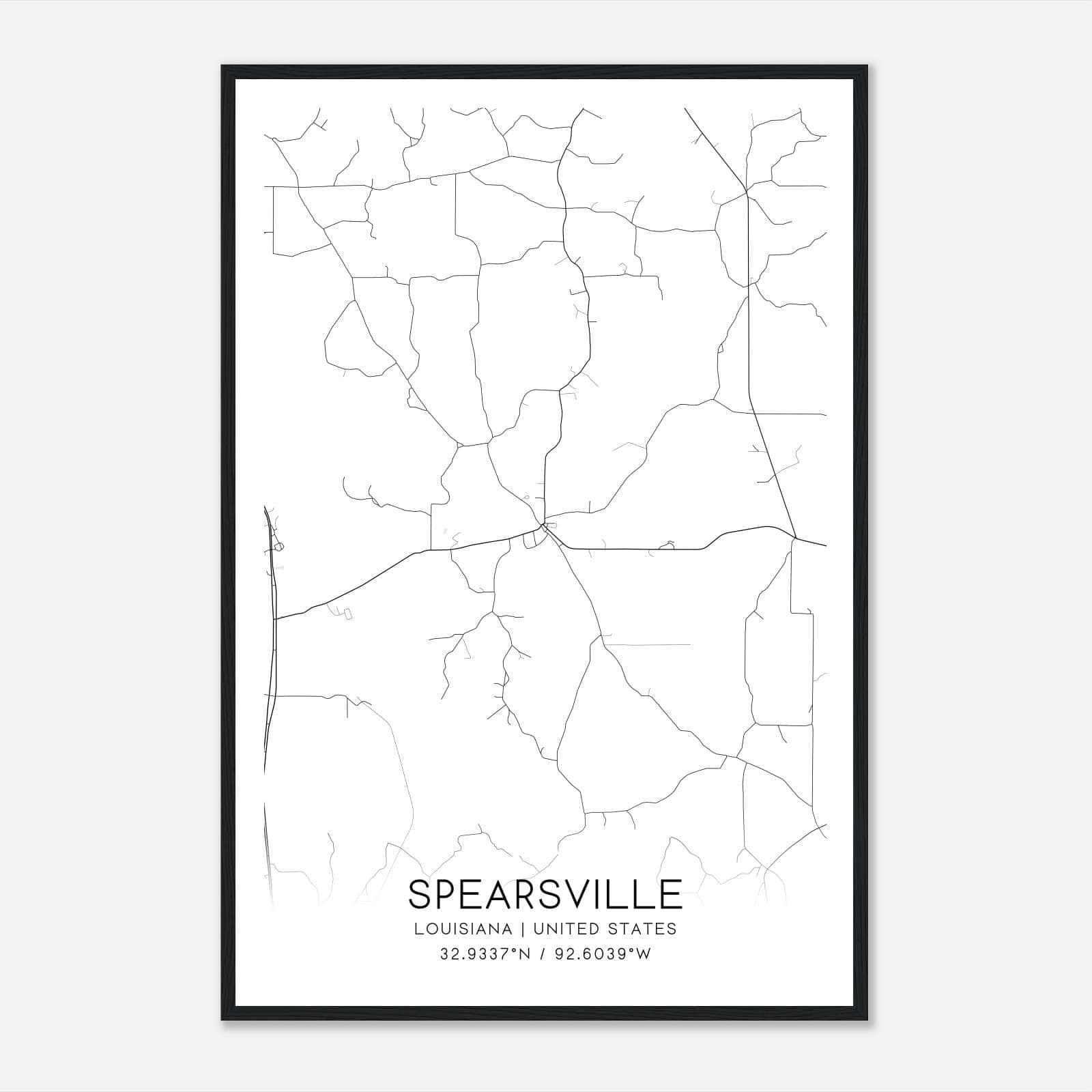 Spearsville Louisiana Map Poster, Modern Home Decor Wall Art Print Spearsville Louisiana Map Poster, Modern Home Decor Wall Art Print