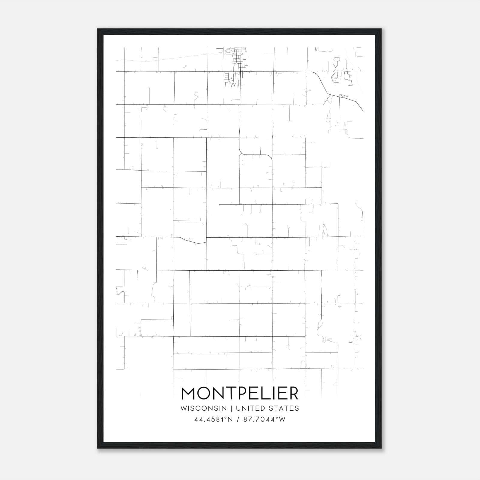 Montpelier Wisconsin Map Poster, Modern Home Decor Wall Art Print Montpelier Wisconsin Map Poster, Modern Home Decor Wall Art Print