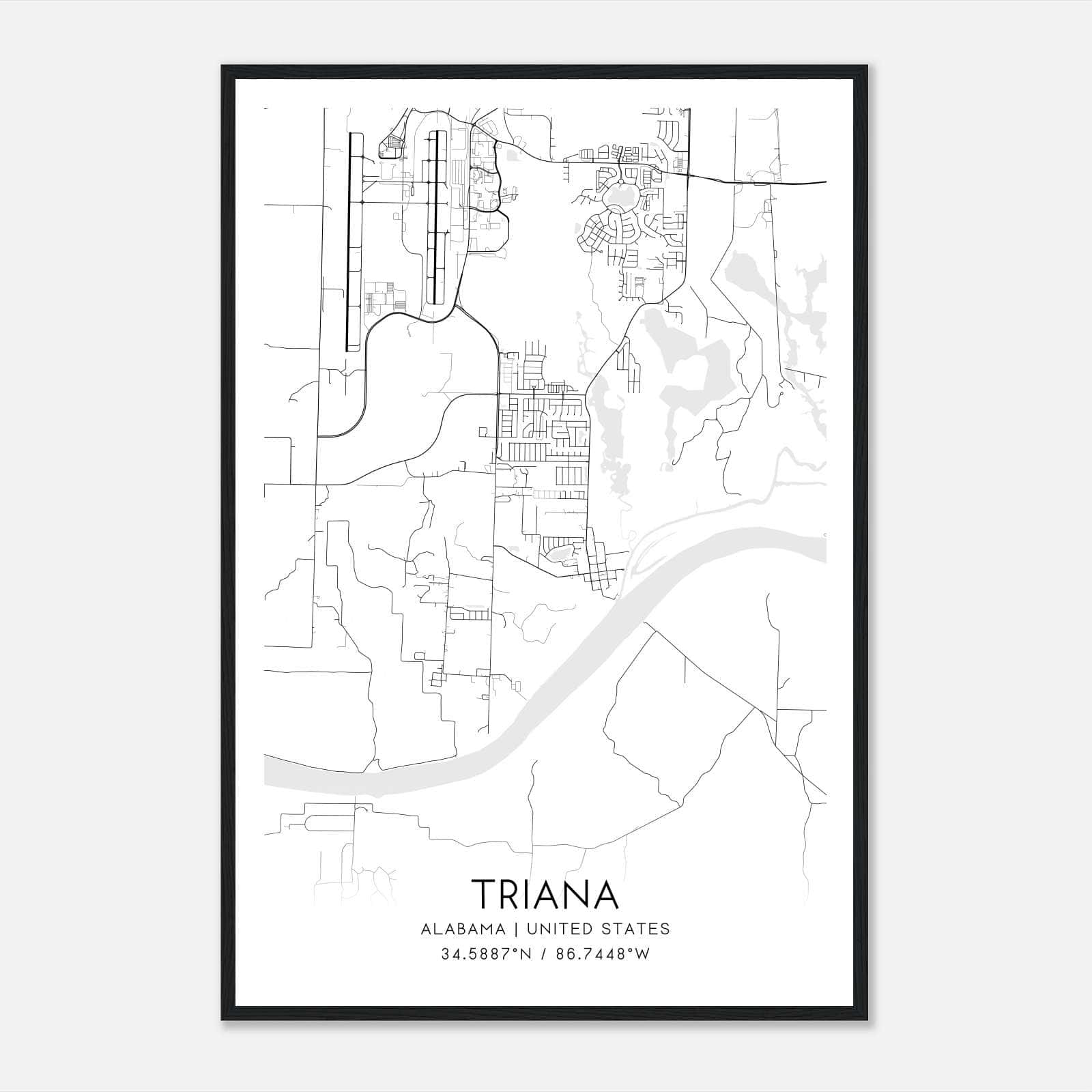Triana Alabama Map Poster, Modern Home Decor Wall Art Print Triana Alabama Map Poster, Modern Home Decor Wall Art Print